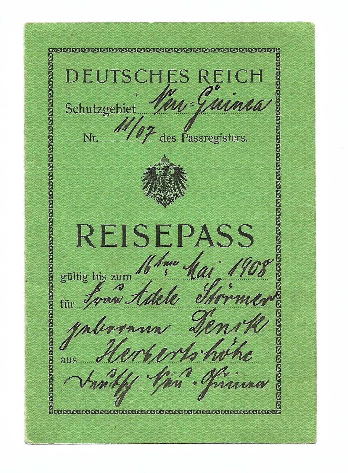 Exceptionally rare 1907 New Guinea passport singed by the governor Albert Hahl.
