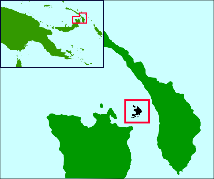 Locator map for Duke of York Islands, Papua New Guinea