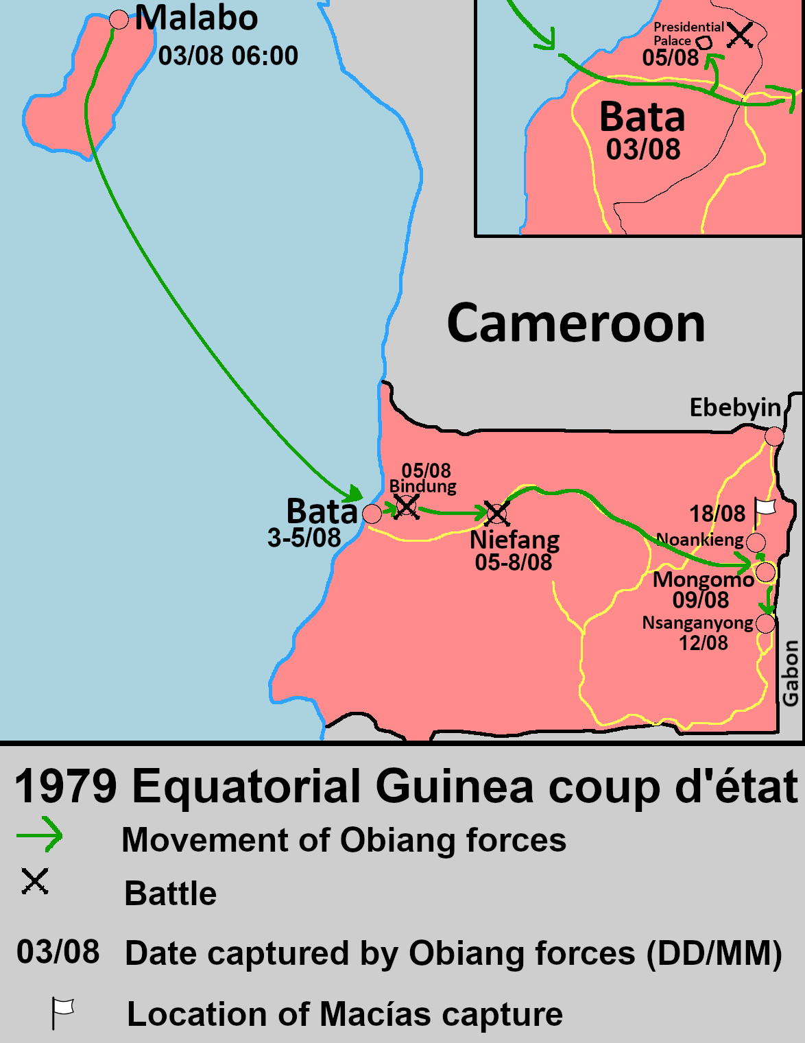 Map of the en:1979 Equatorial Guinea coup d'état