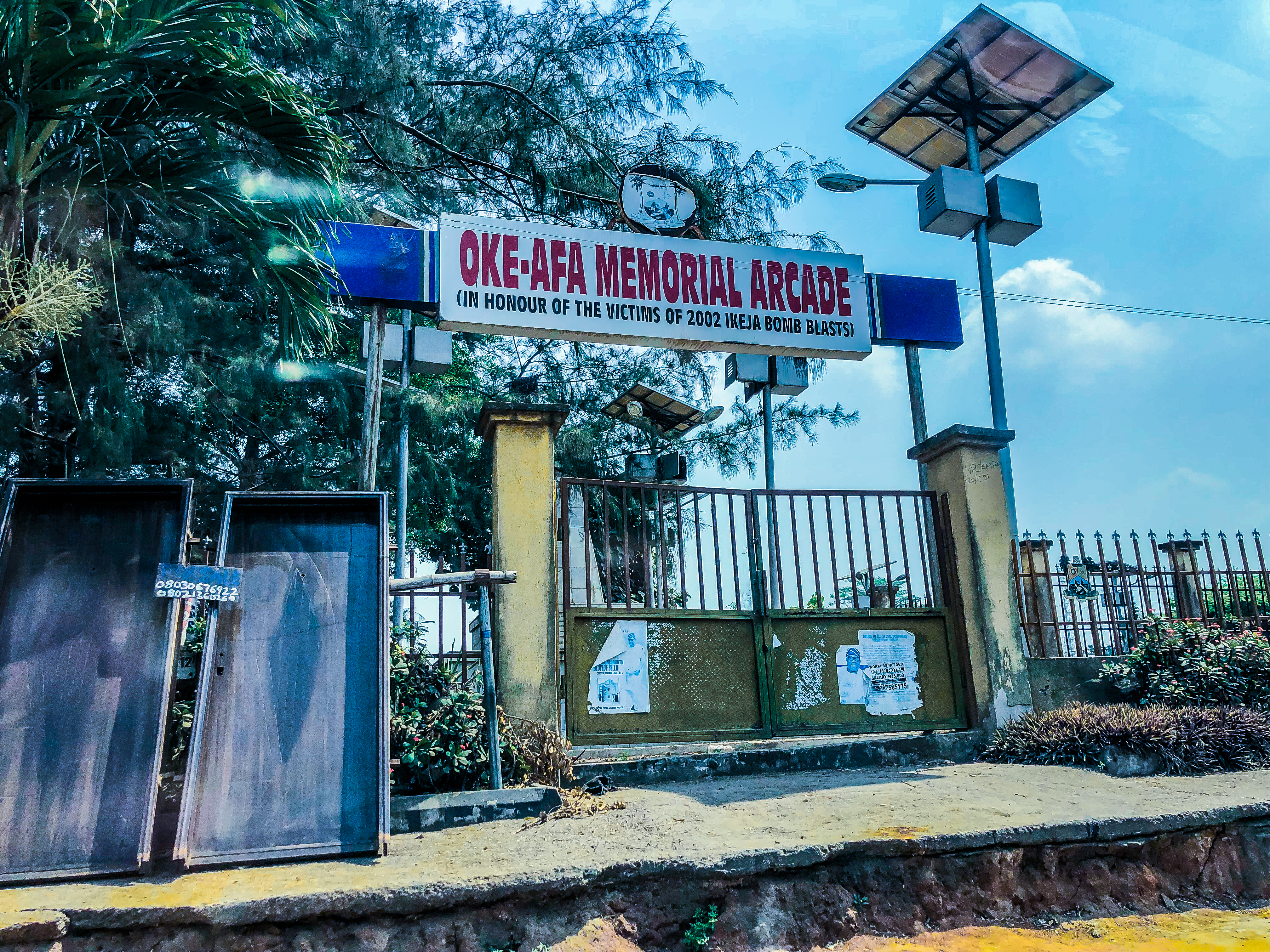 This protected space was created to honor the victims who lost their lives in the Ikeja bomb blast that occurred in 2002. The names of the victims are inscribed on the monument in this space and it is managed by the Lagos State Government.