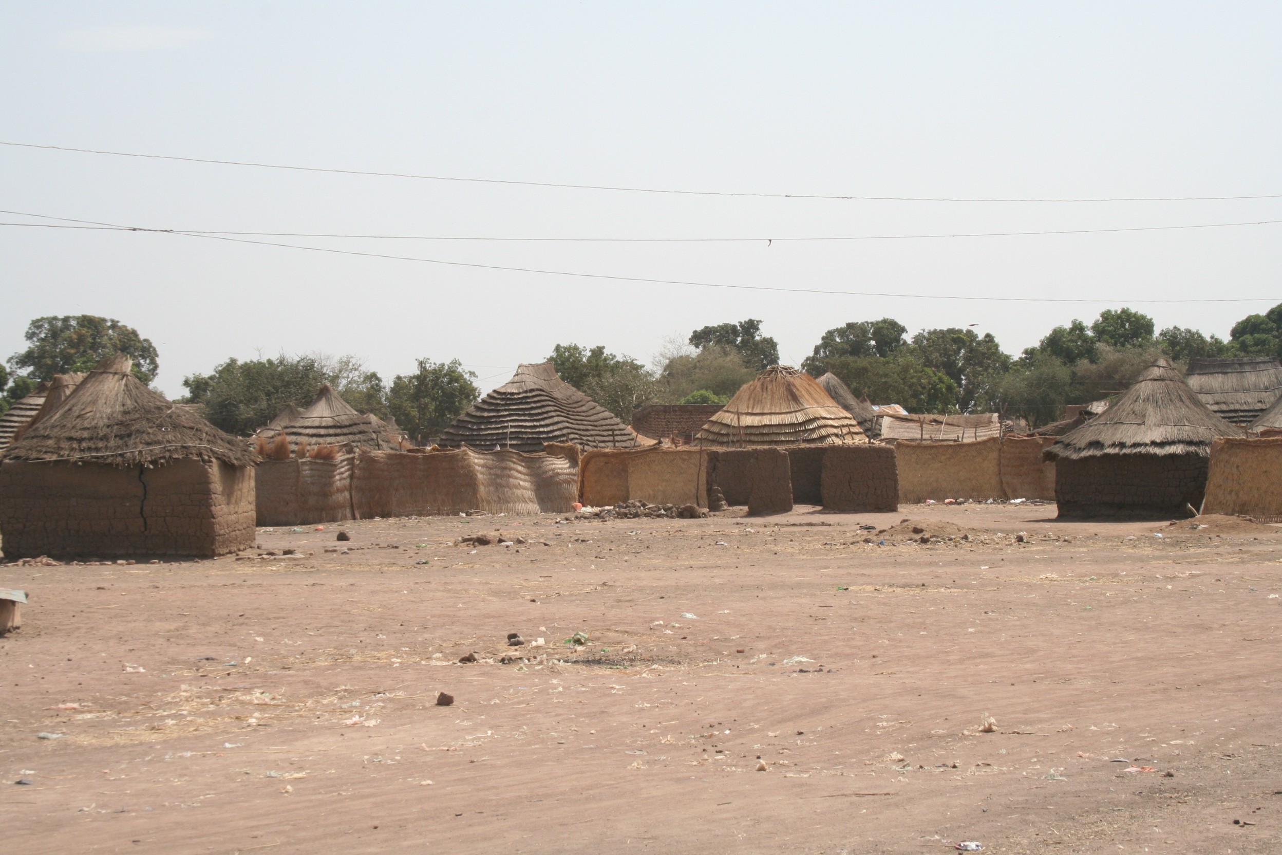Thatched huts in Aweil, South Sudan.