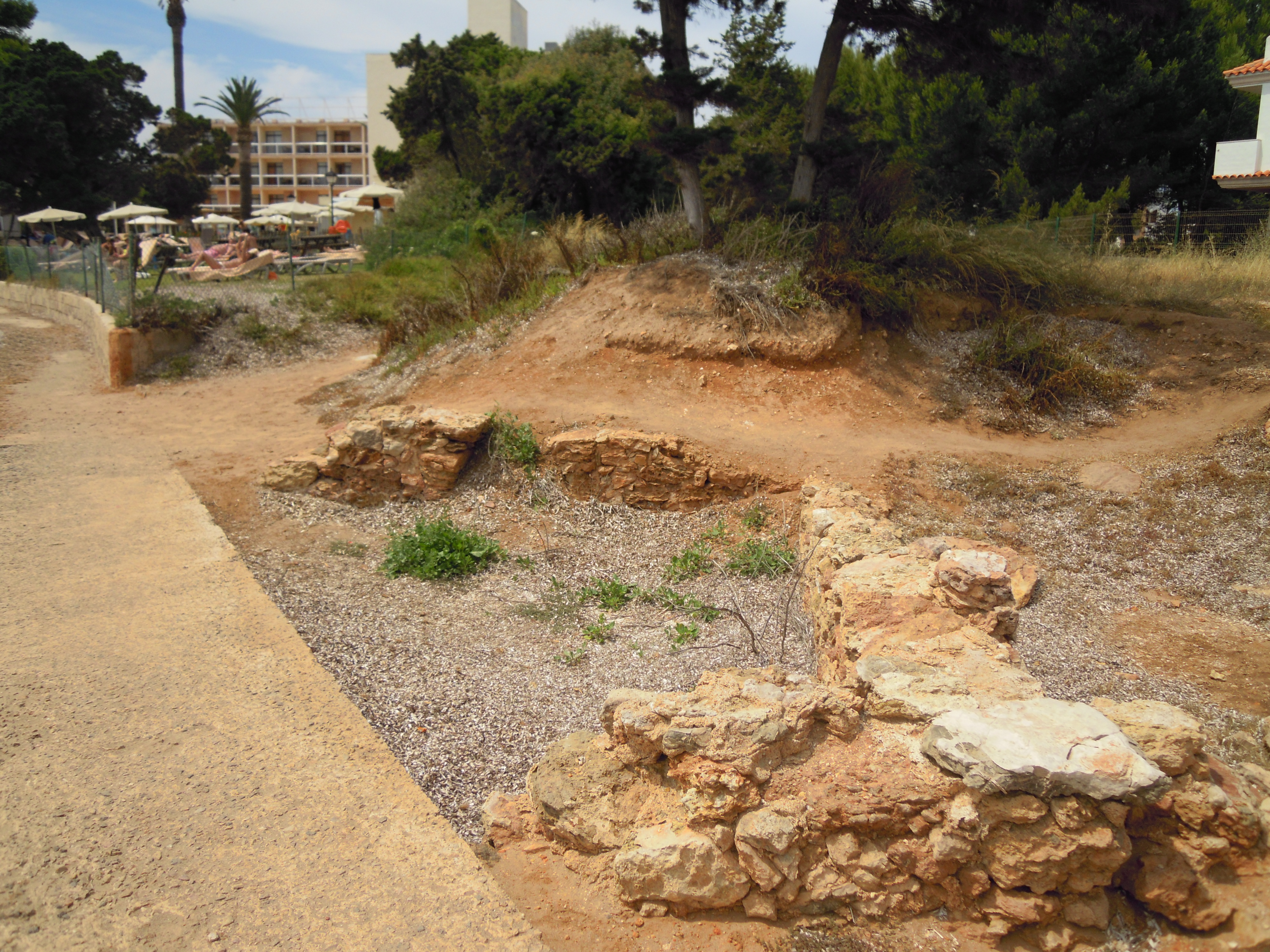 The remains of the holding tanks at S’Argamassa Roman Fish Farm, Santa Eulalia, Ibiza, Spain