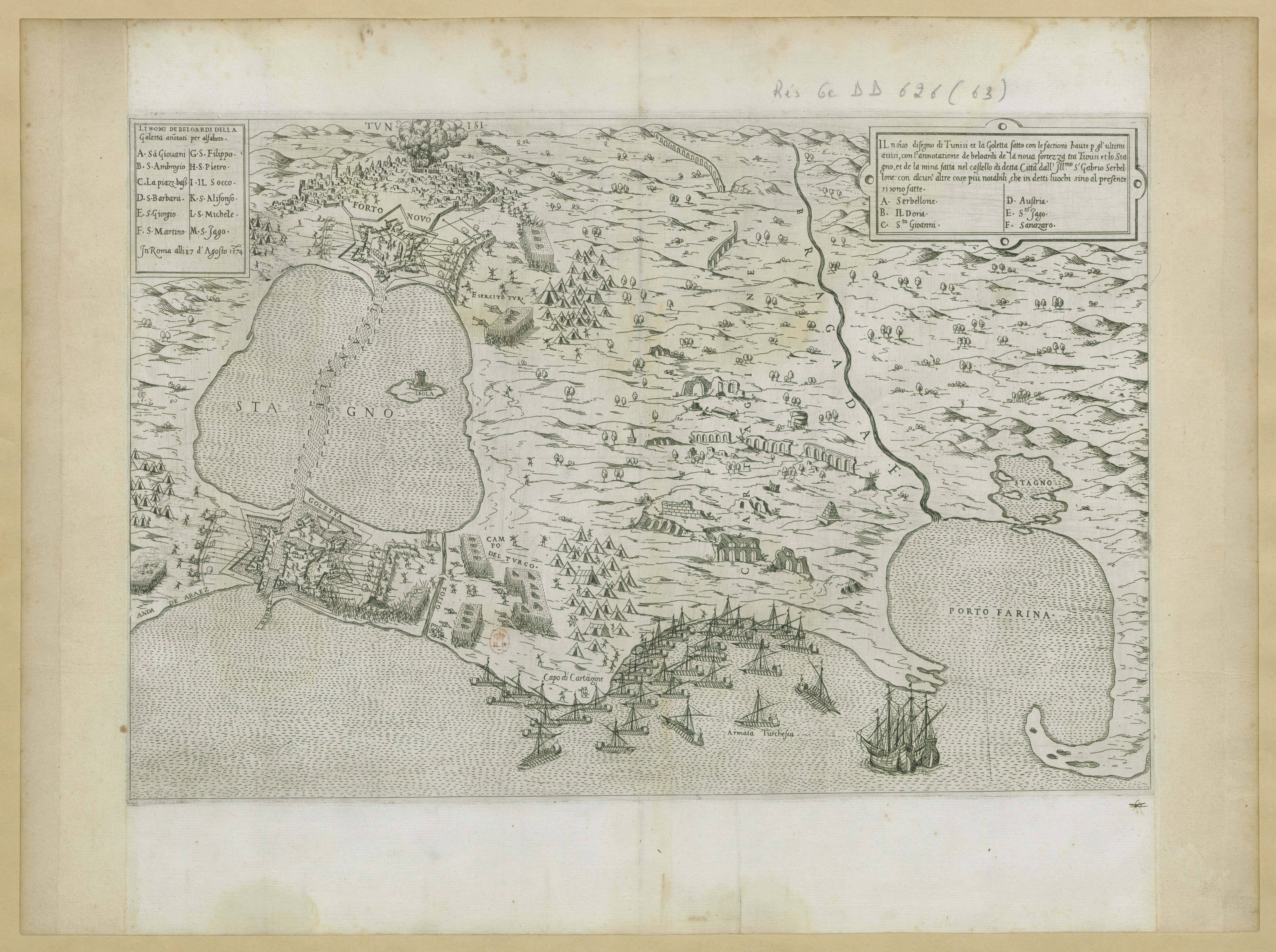 Sujet : Théâtre de la guerre
Tunis -- Environs -- Batailles
La Goulette -- Environs -- Batailles
Échelle(s) : [1:60 000 environ]
Couverture : Tunisie
Langue : italien

Éditeur : [s.n.] (In Roma)