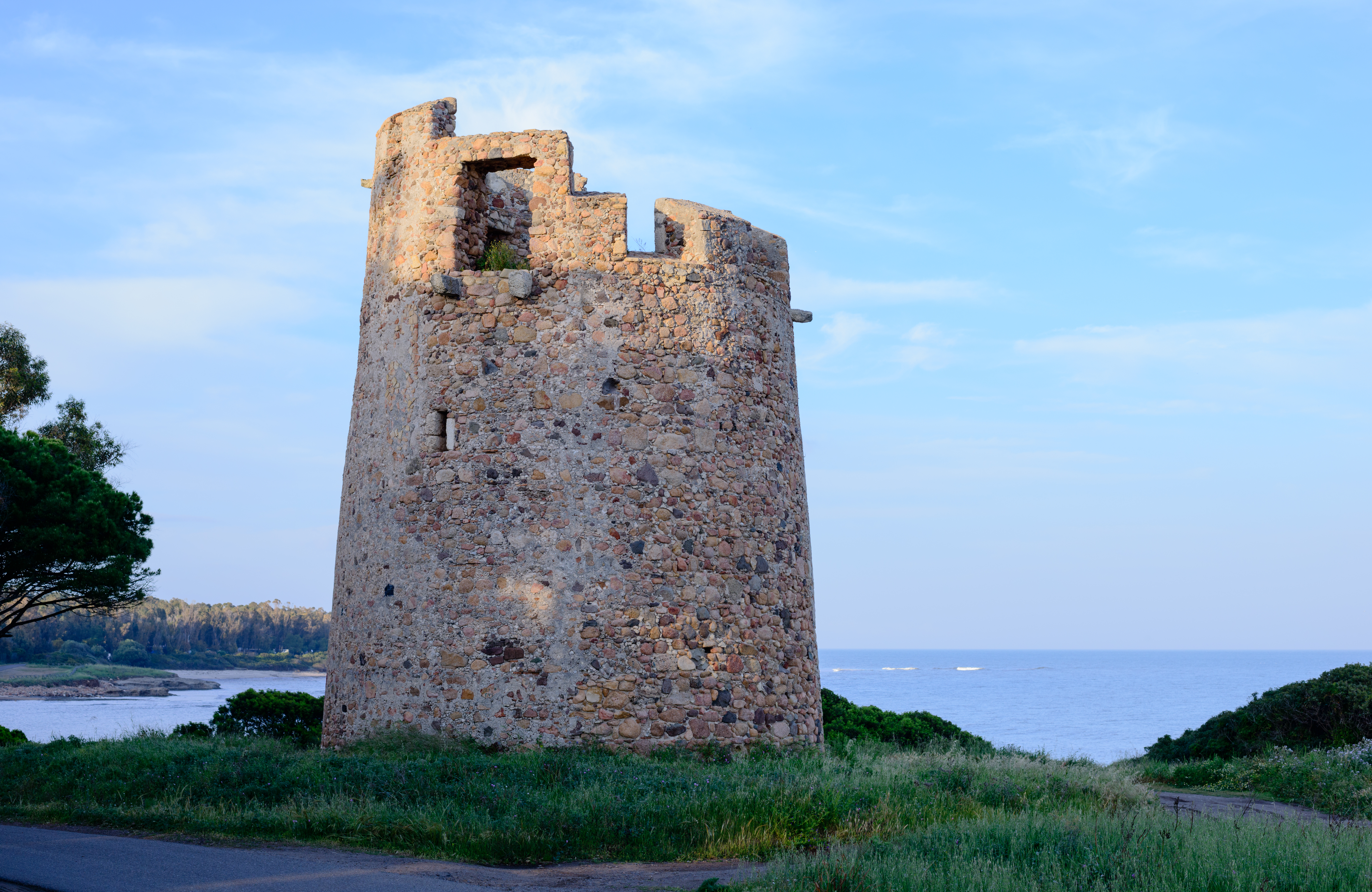 Spanish Saracen Tower near Pula, southern Sardinia, Italy.