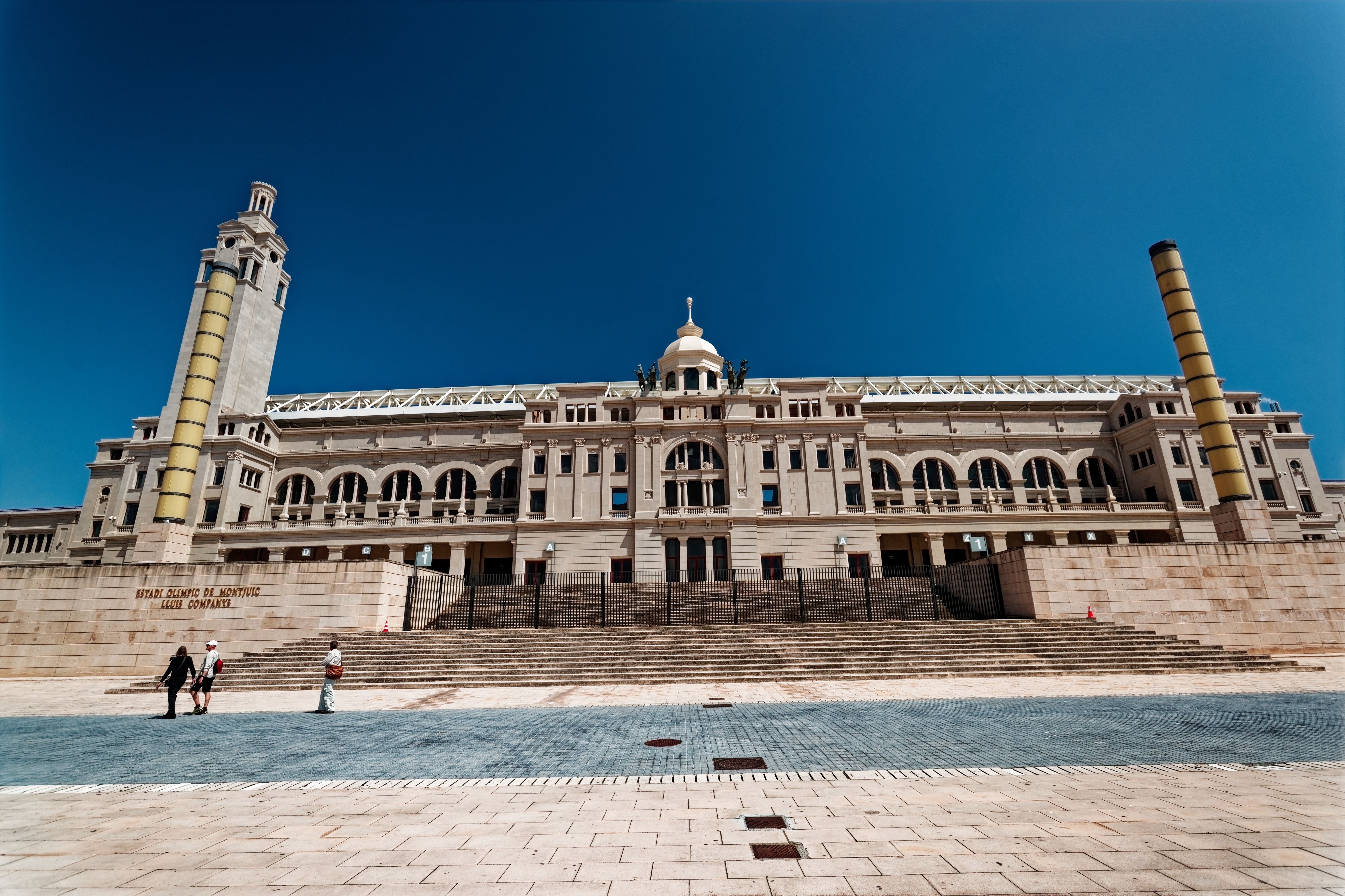 Barcelona - Montjuïc - Anella Olímpica - Estadi Olímpic Lluís Companys 1929 by Pere Domènech i Roura (refurbished in 1989 for the 1992 Games) - View East