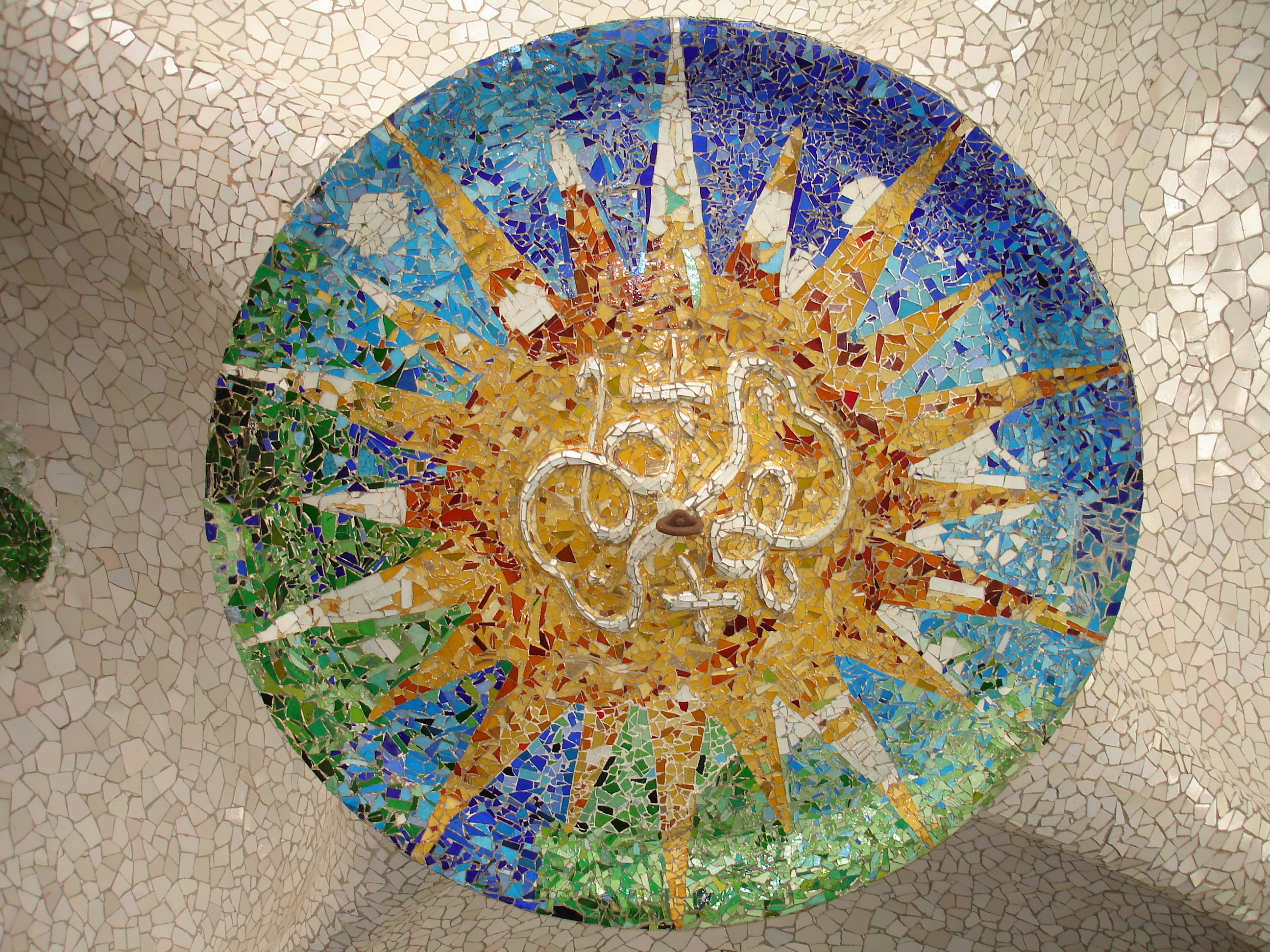 Mosaic on the ceiling of the hypostyle room, Park Güell