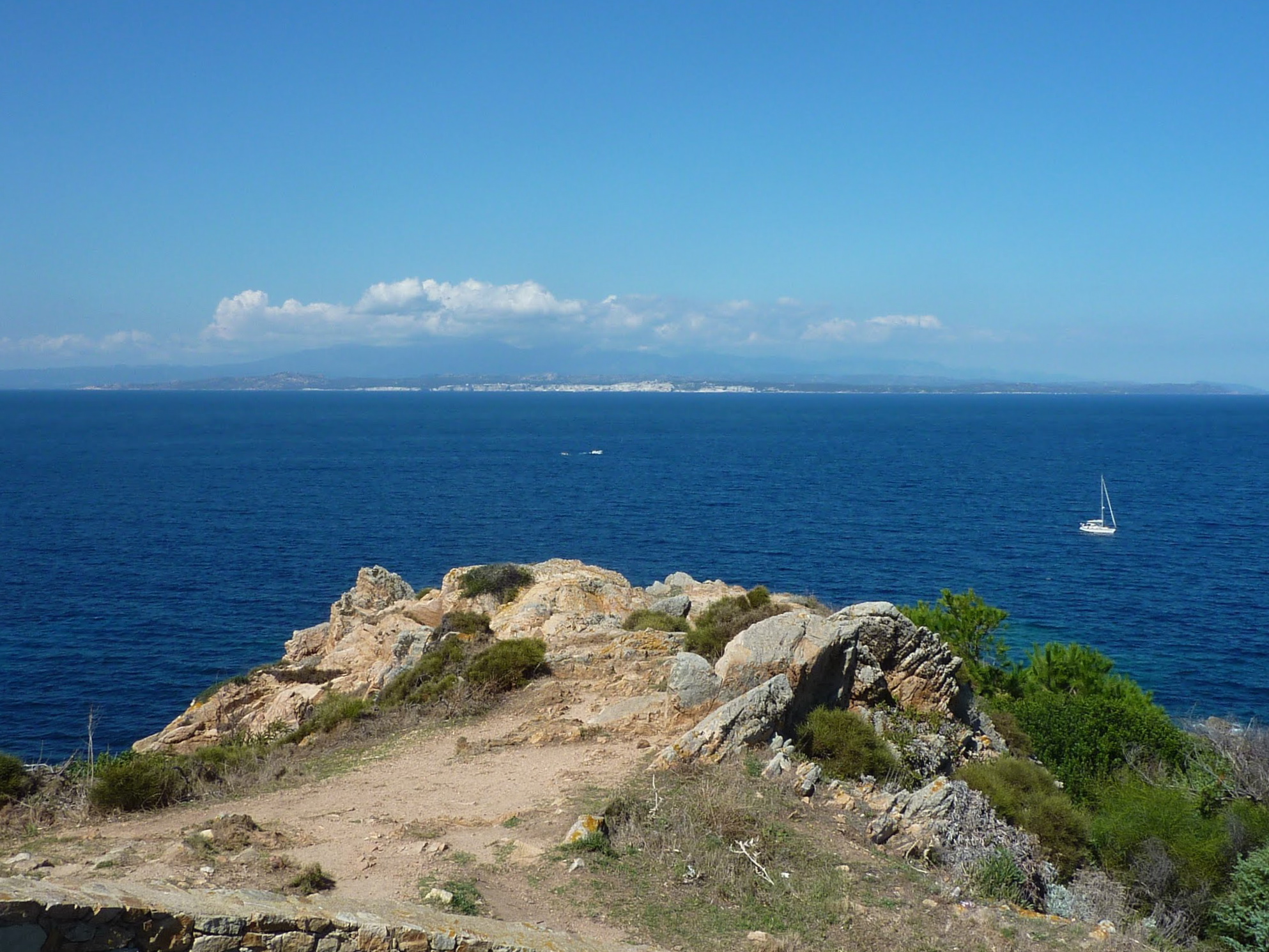Strait of Bonifacio (Bouches de Bonifacio in Corsica) from Capo Testa, Santa Teresa Gallura, Sardinia.