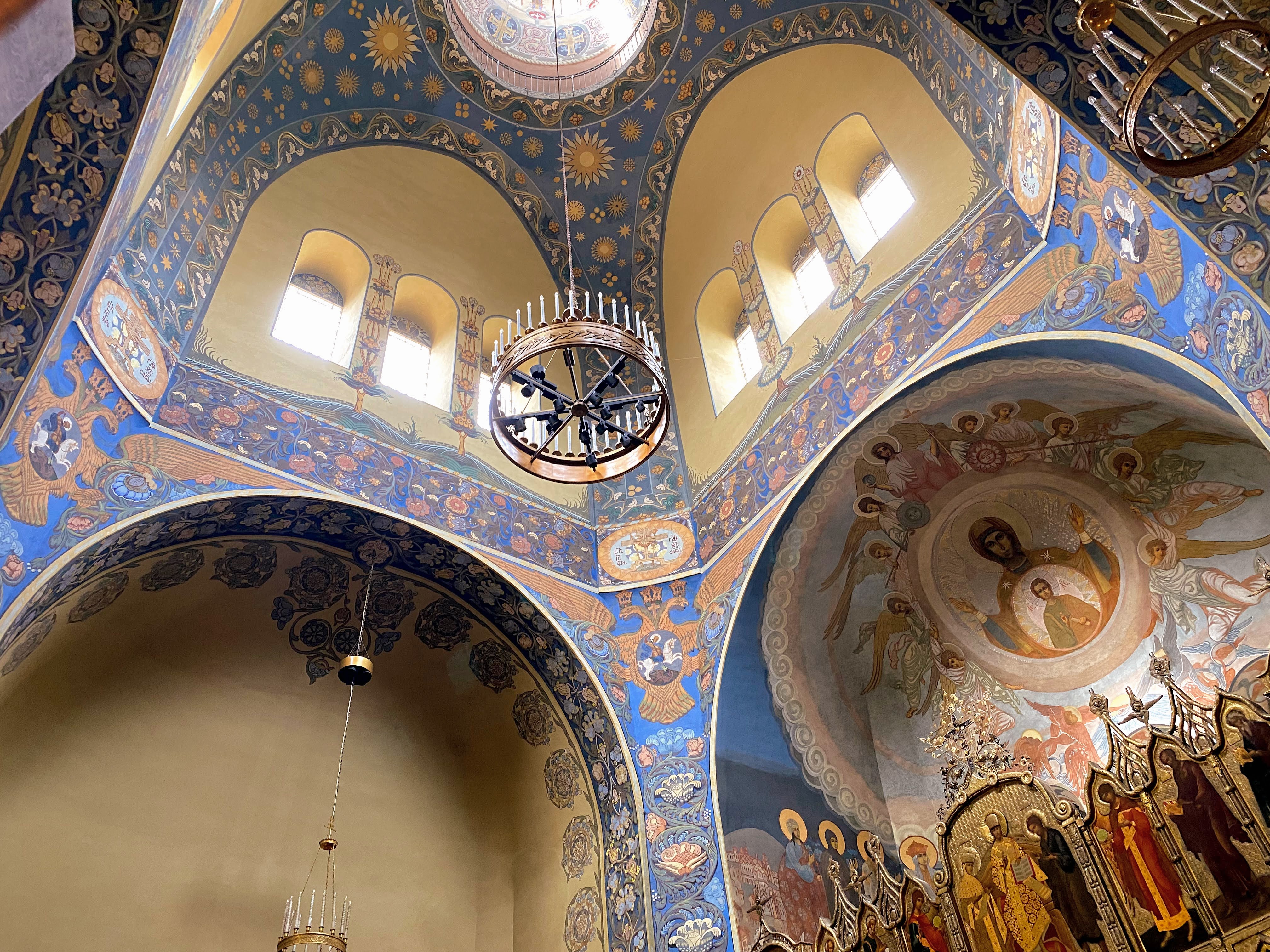 Inside roof art Russian Orthodox Cathedral Nice France