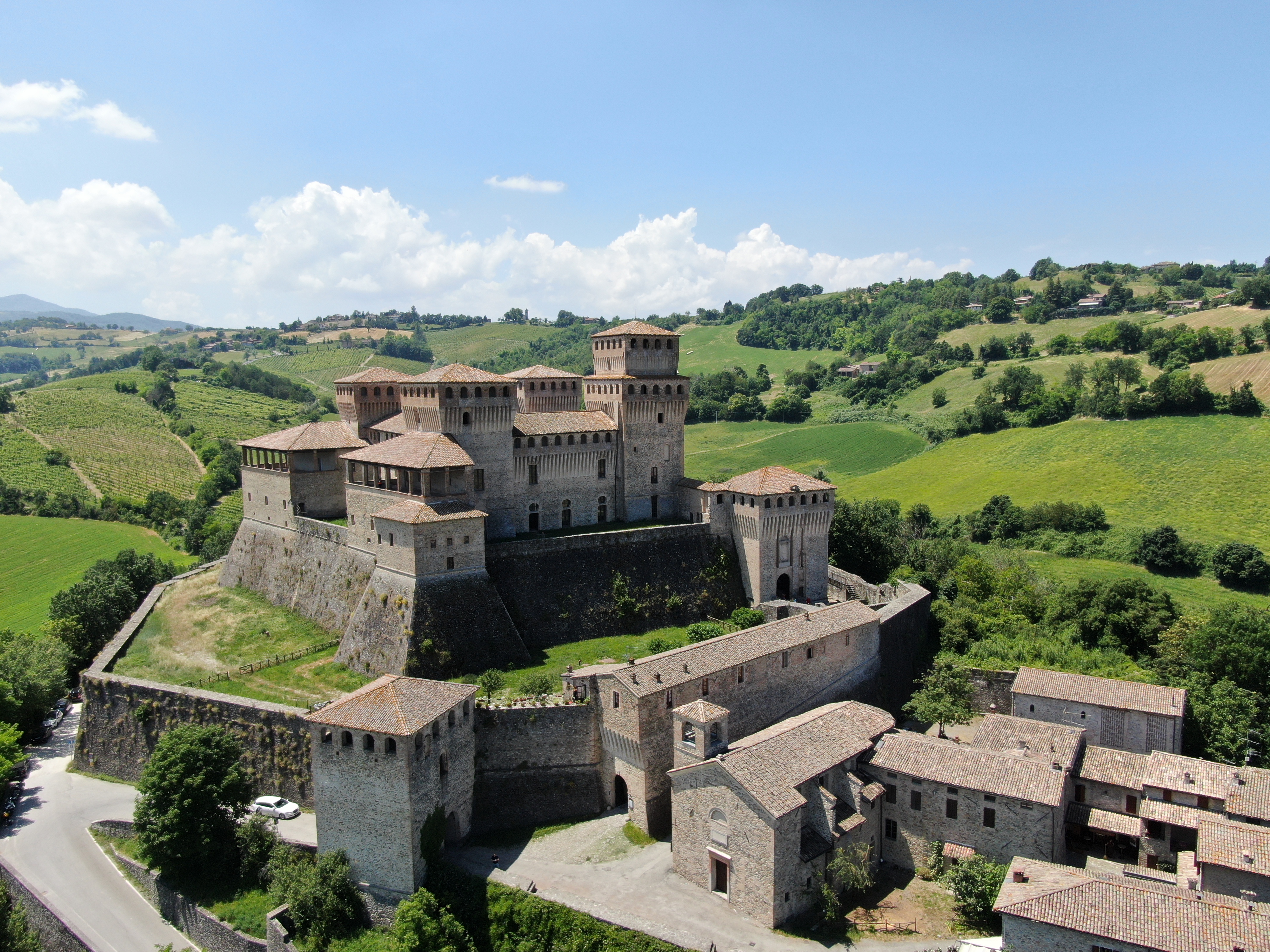 Castle town of Torreciara in the vicinity of Parma, Italy.