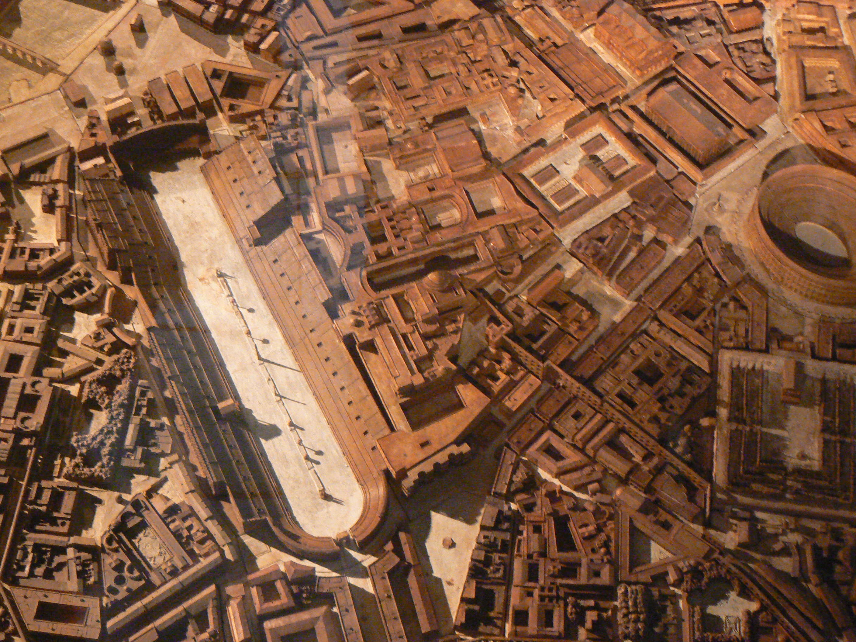 Model of Rome, Paul BIGOT, in the MRSH of the university of Caen : areas of the Circus Maximus and of the Colosseum