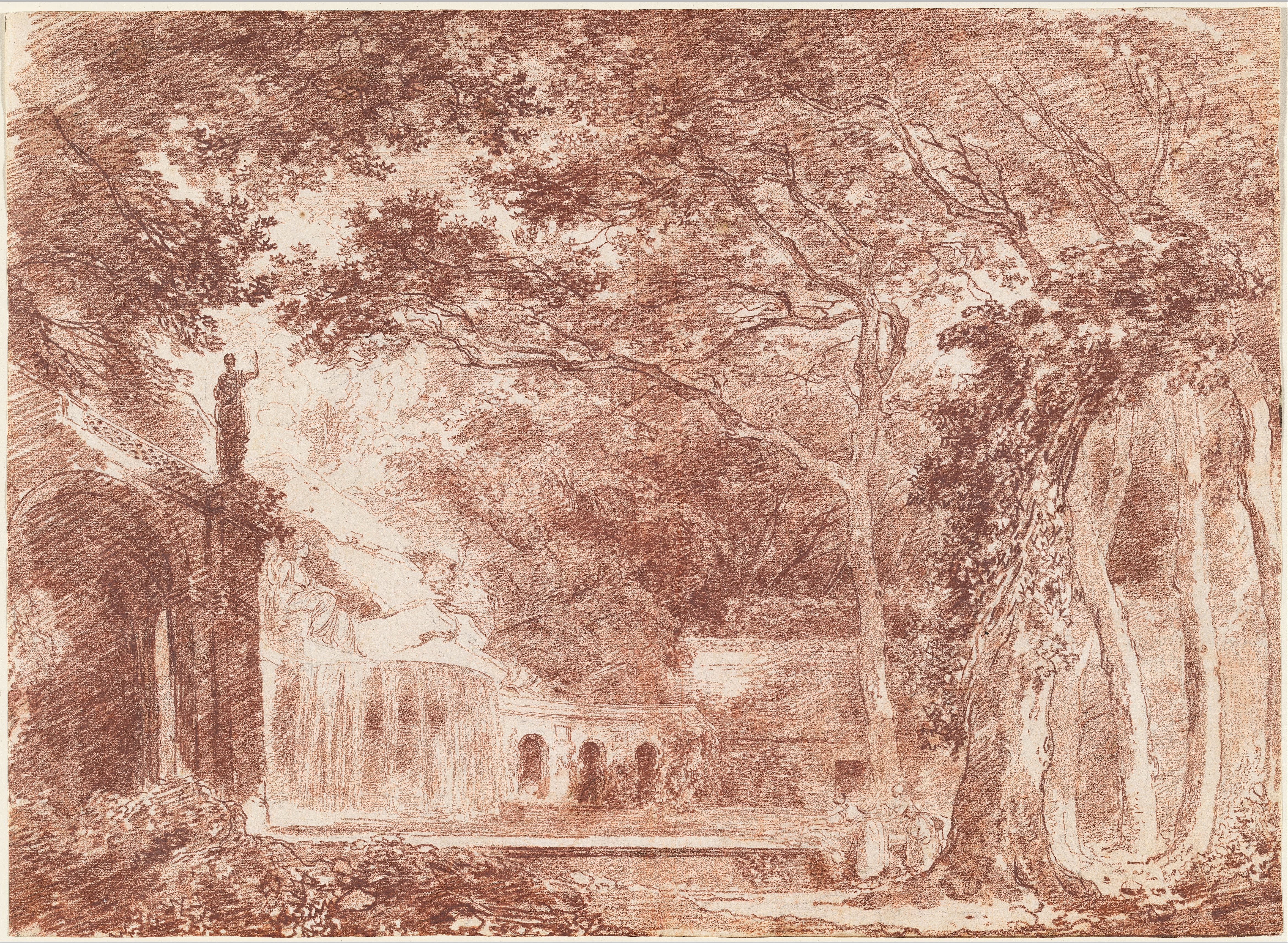 Hubert Robert - The Oval Fountain in the Gardens of the Villa d'Este, Tivoli - Google Art Project.jpg