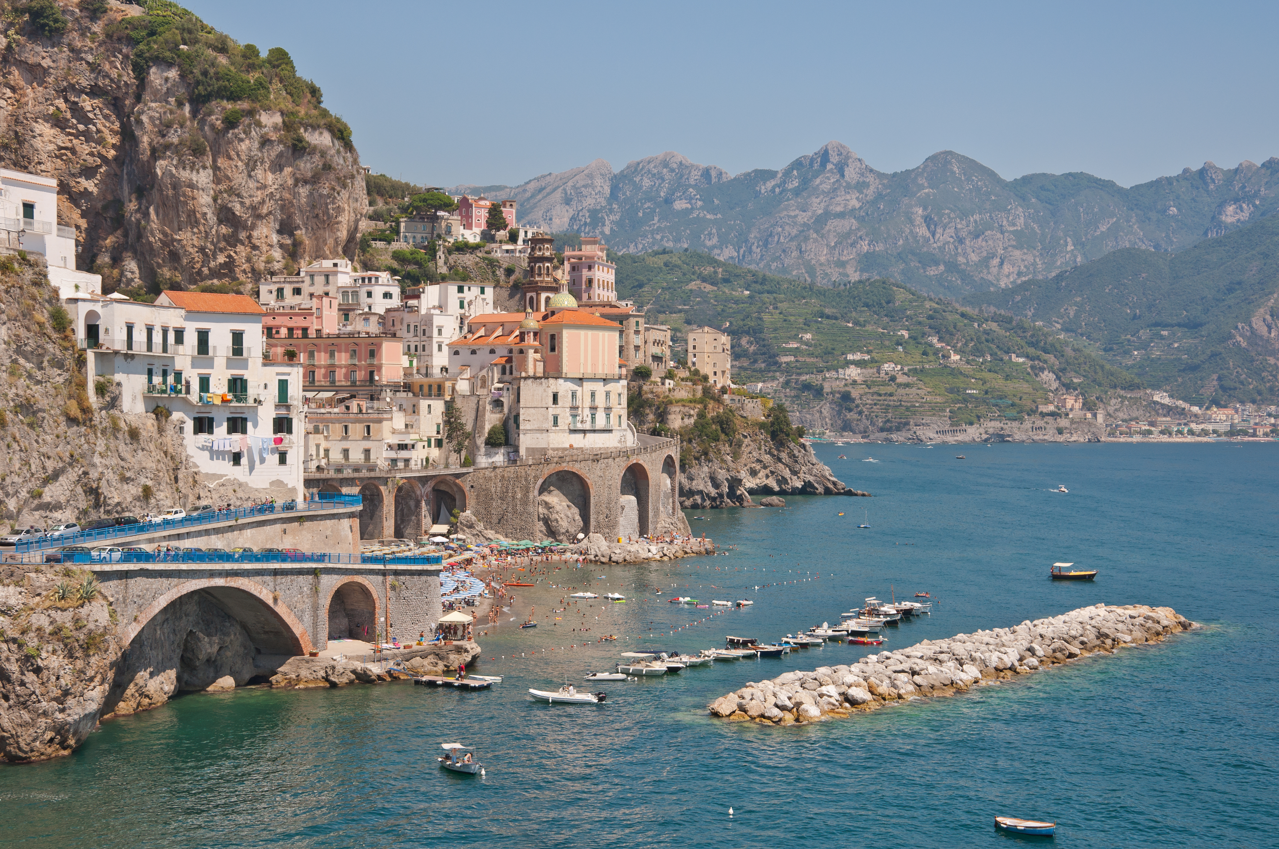 Atrani, on the Amalfi Coast near Naples in Southern Italy. World Heritage Site since 1997.