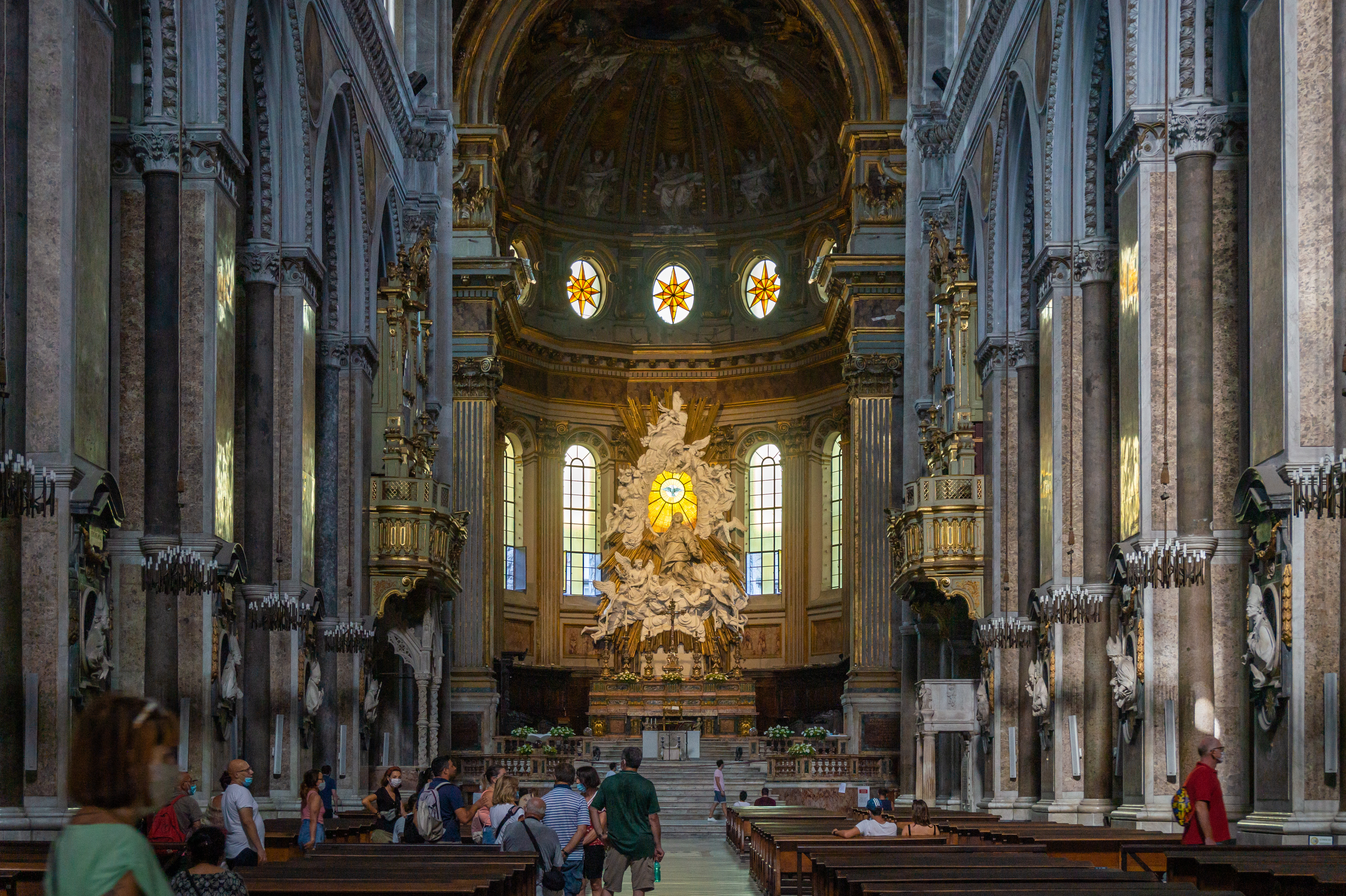 Central nave of the Naples cathedral (Cattedrale di Santa Maria Assunta).