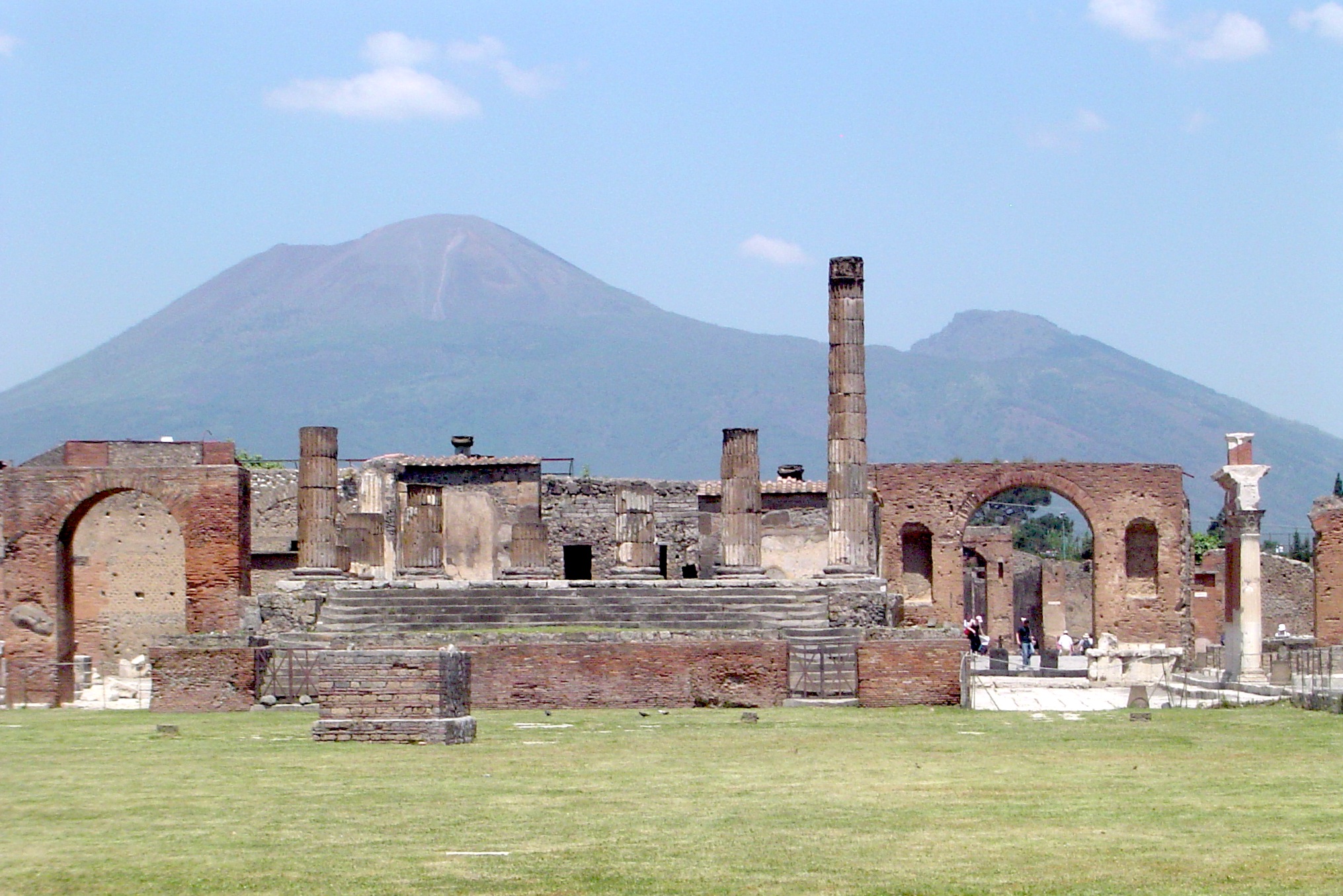 Pompeii, with Vesuvius towering above.