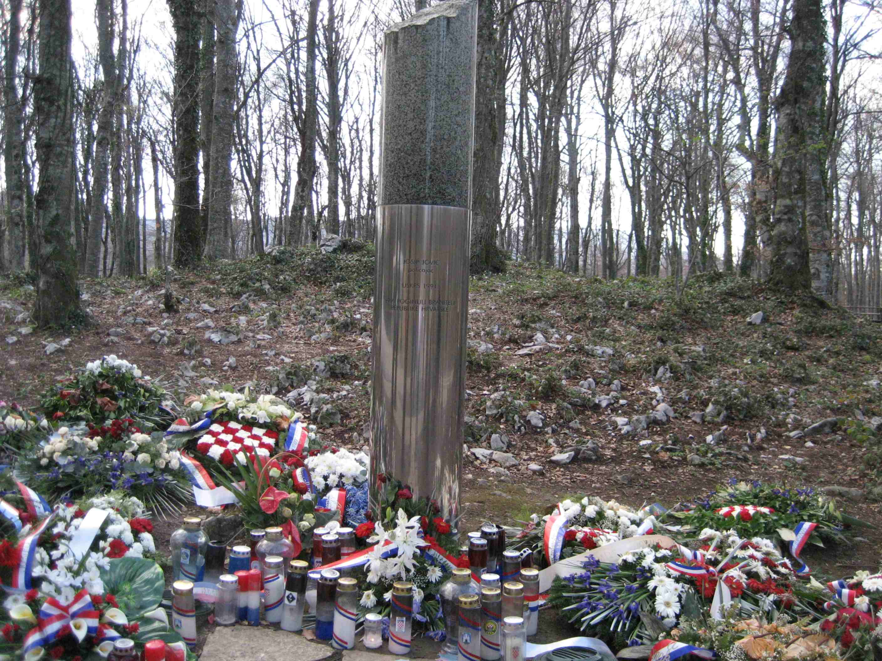 Place of death of Josip Jović, Croatian policeman, the first victims of the Croatian Homeland War.
