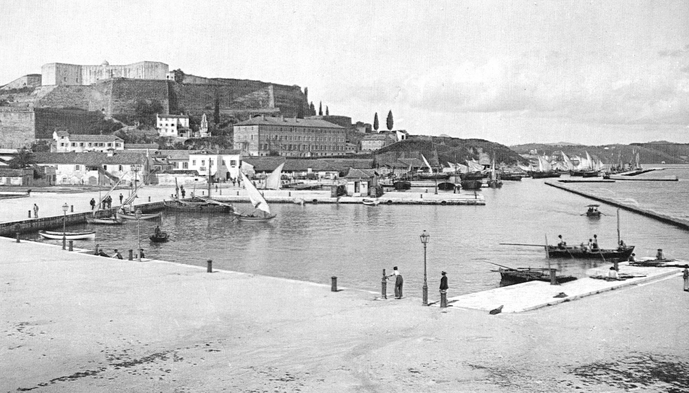 Harbor of Corfu (Greece) in 1890