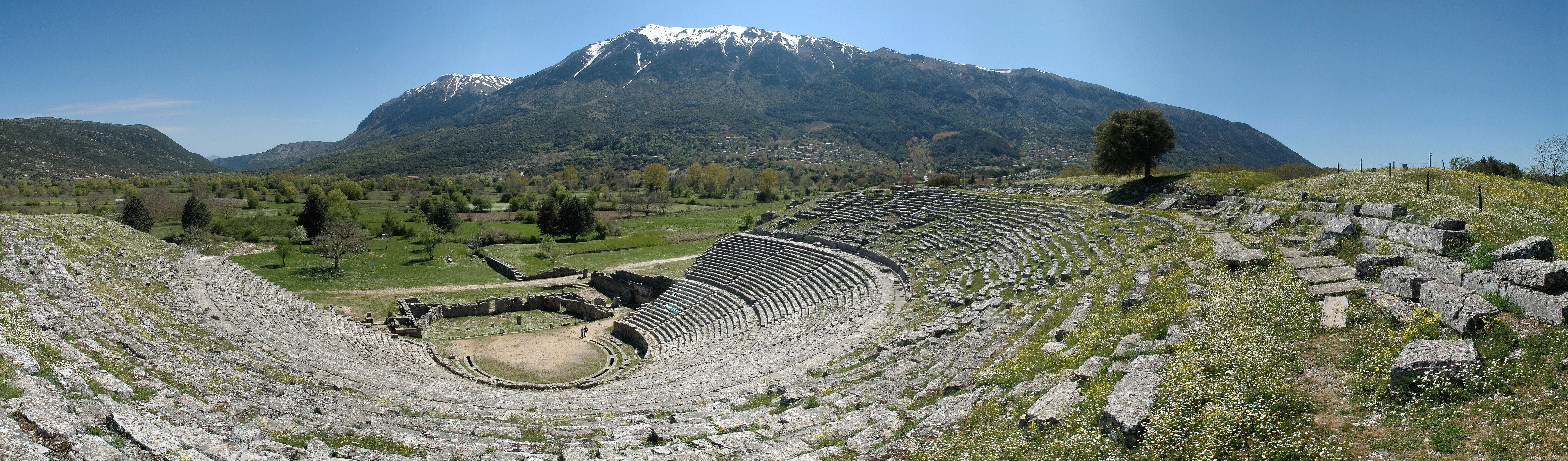 The ancient theater of Dodona, Epirus, Greece. Panorama of several photos.