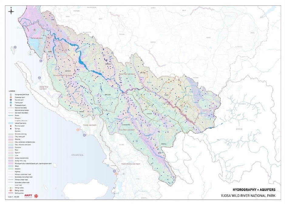 Hydrographic Map of Vjosa Wild River National Park