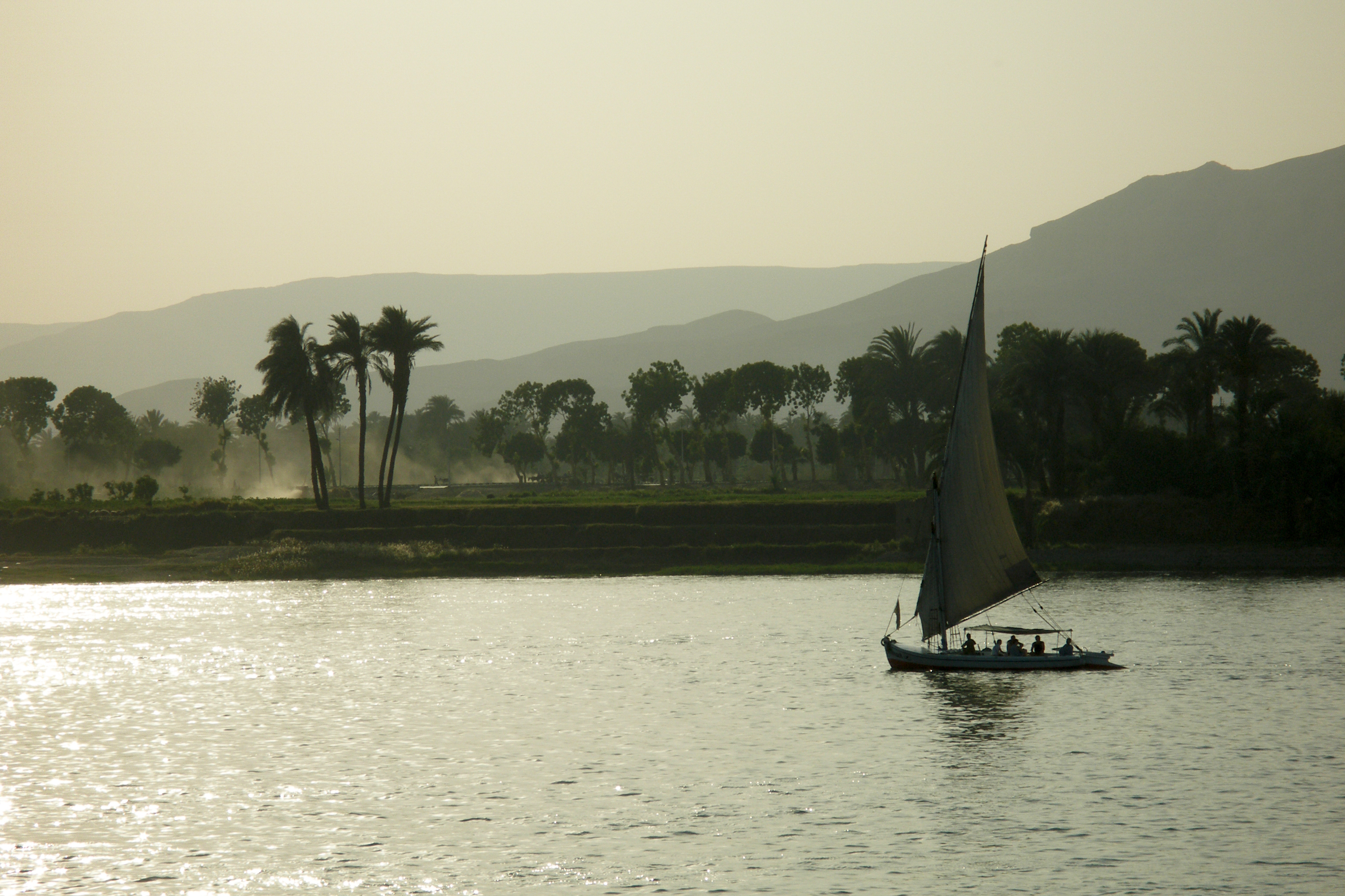 West bank of Nile River. There is nothing quite like the Nile in Luxor. Enjoy a traditional felucca ride. Luxor, Egypt.