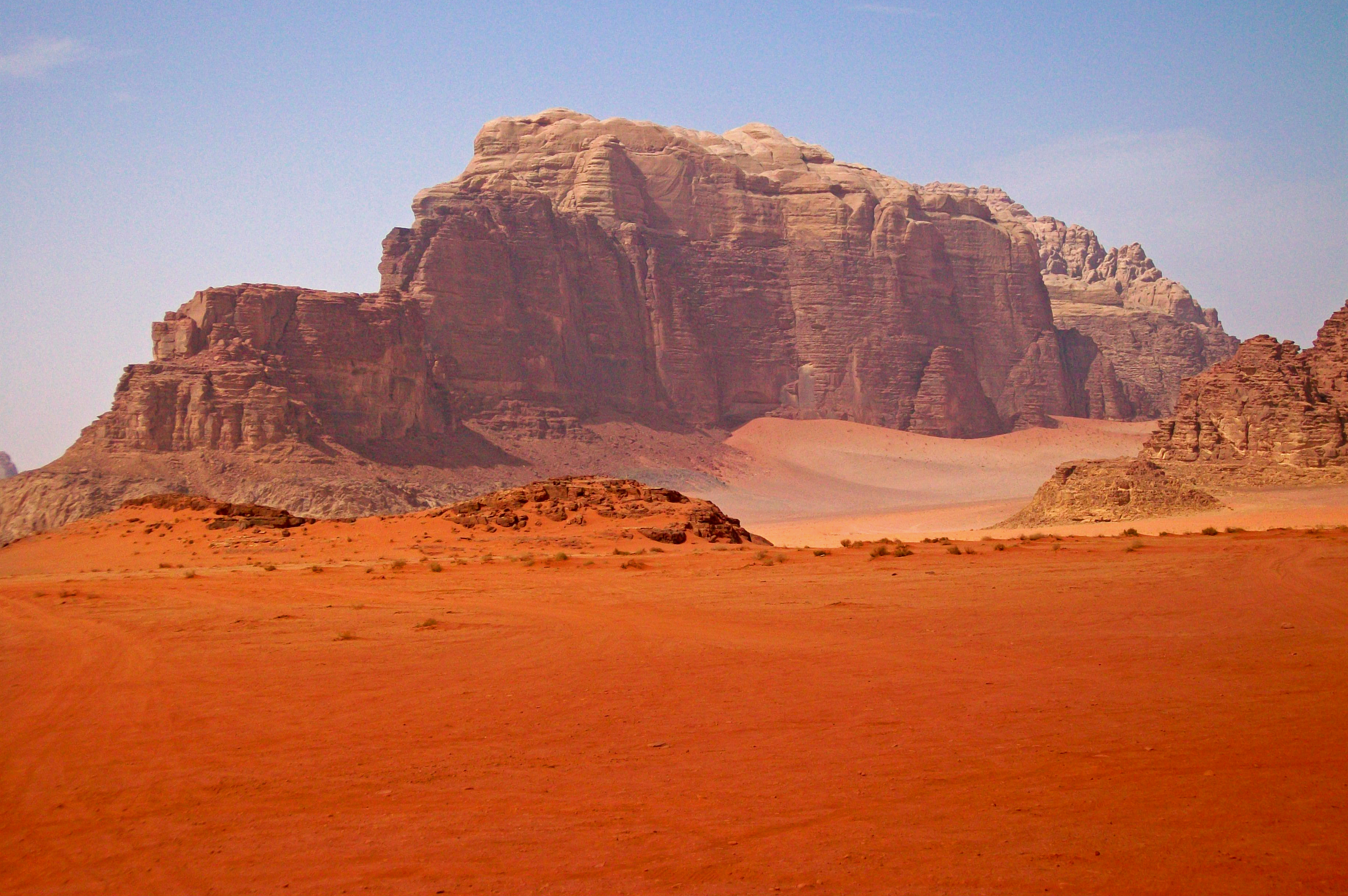 A mountain near the entrance to Wadi Rum in Jordan.