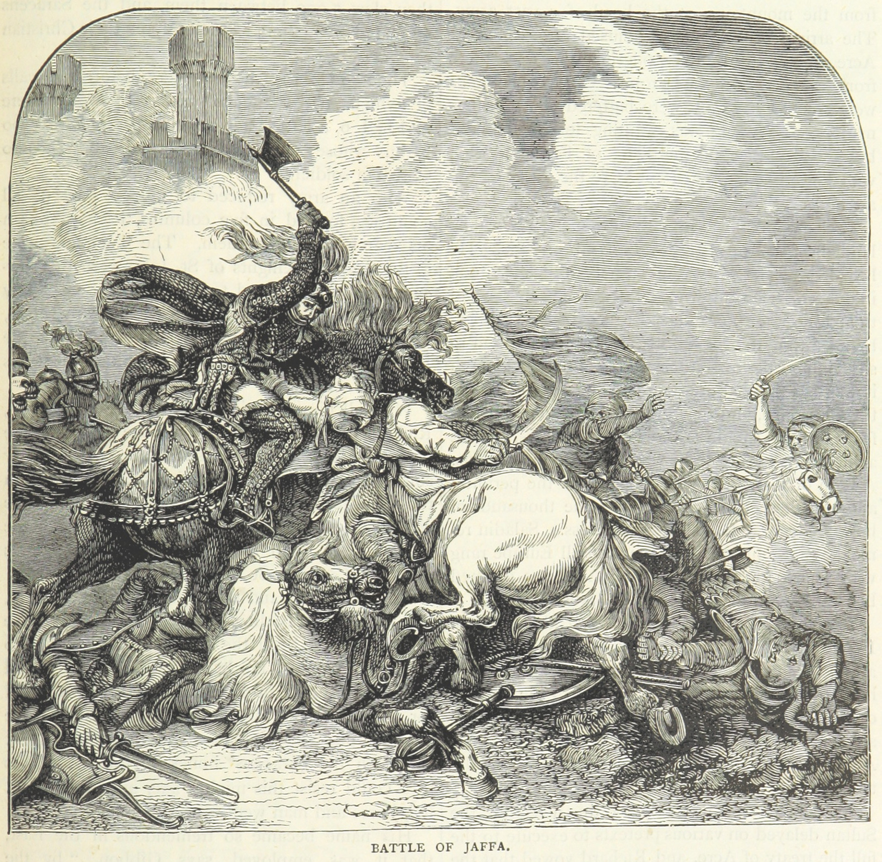 Richard I of England at the Battle of Jaffa.
