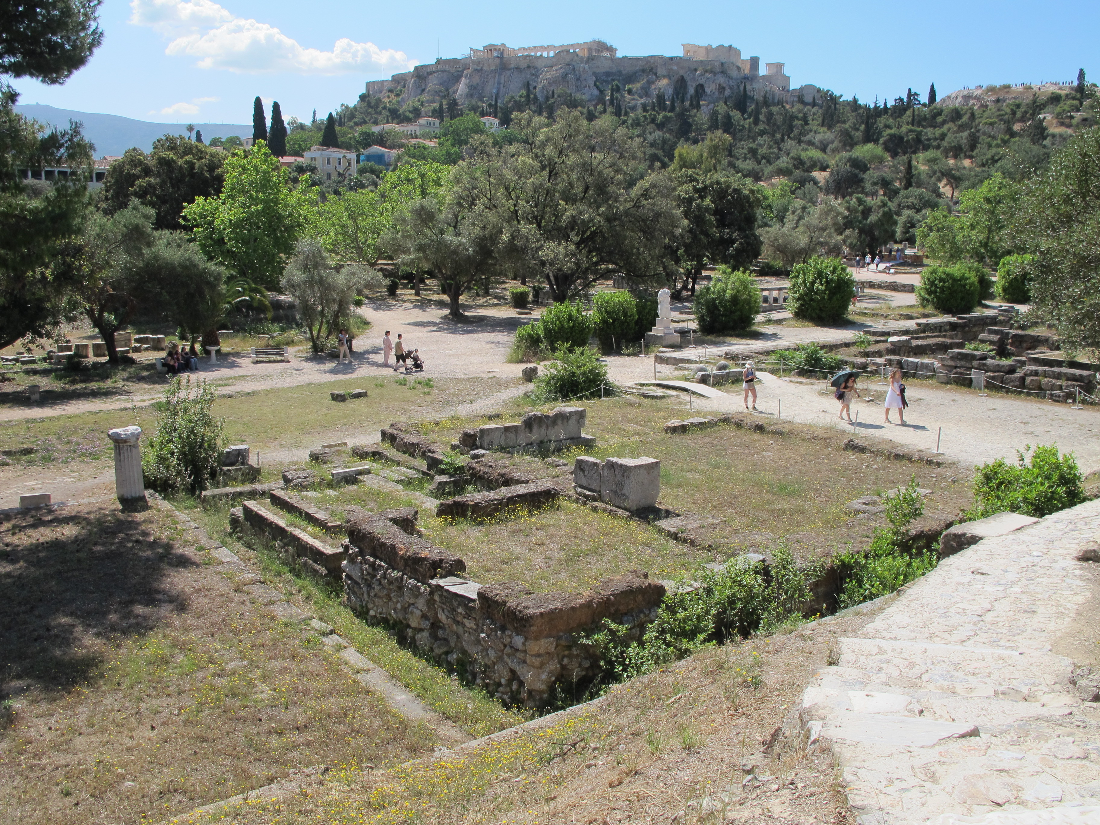 Excavated foundation of the temple of Apollo Patroos in the agora of Athens.
