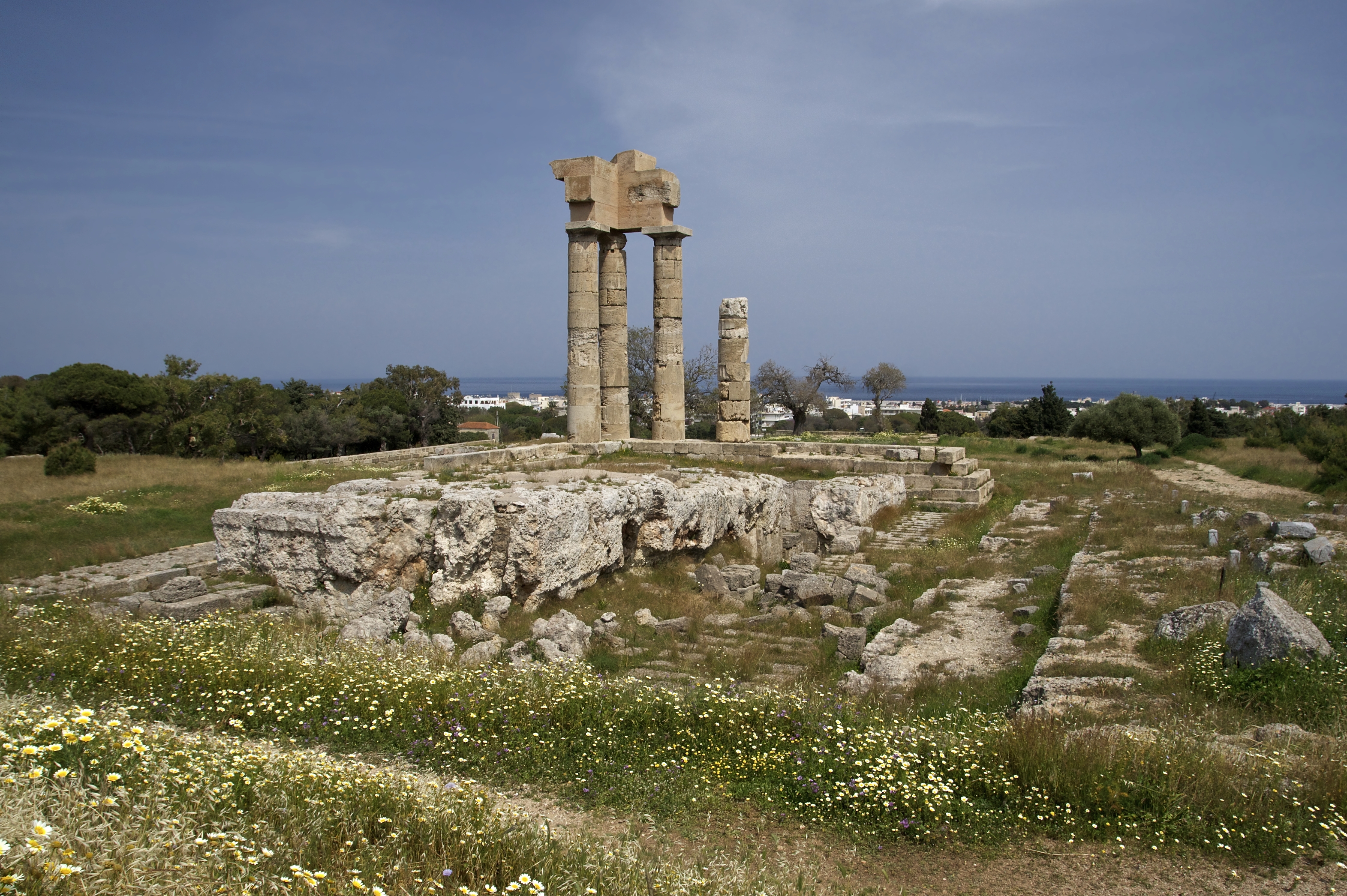The ruins of the temple of Apollon, Acropolis of Rhodes, island of Rhodes, Greece.