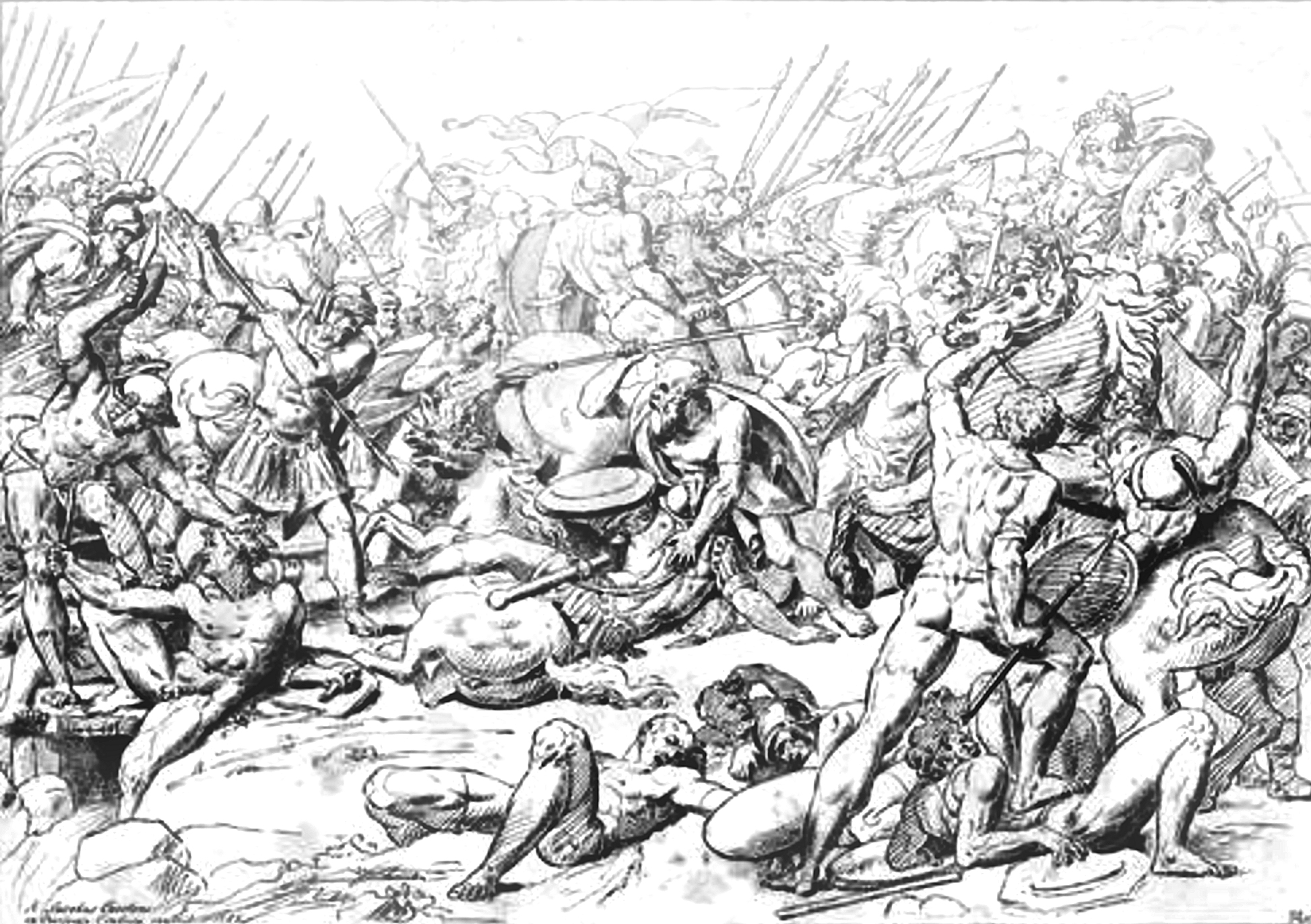 Battle of Potidaea. Athenians against Corinthians, 431 BCE; Socrates saves Alcibiades