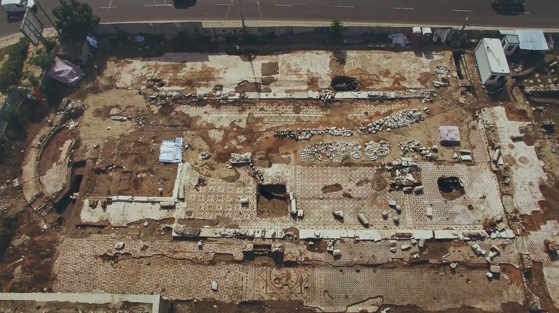 Panoramic view of the excavated mosaics of the Bishop's basilica of Philippopolis