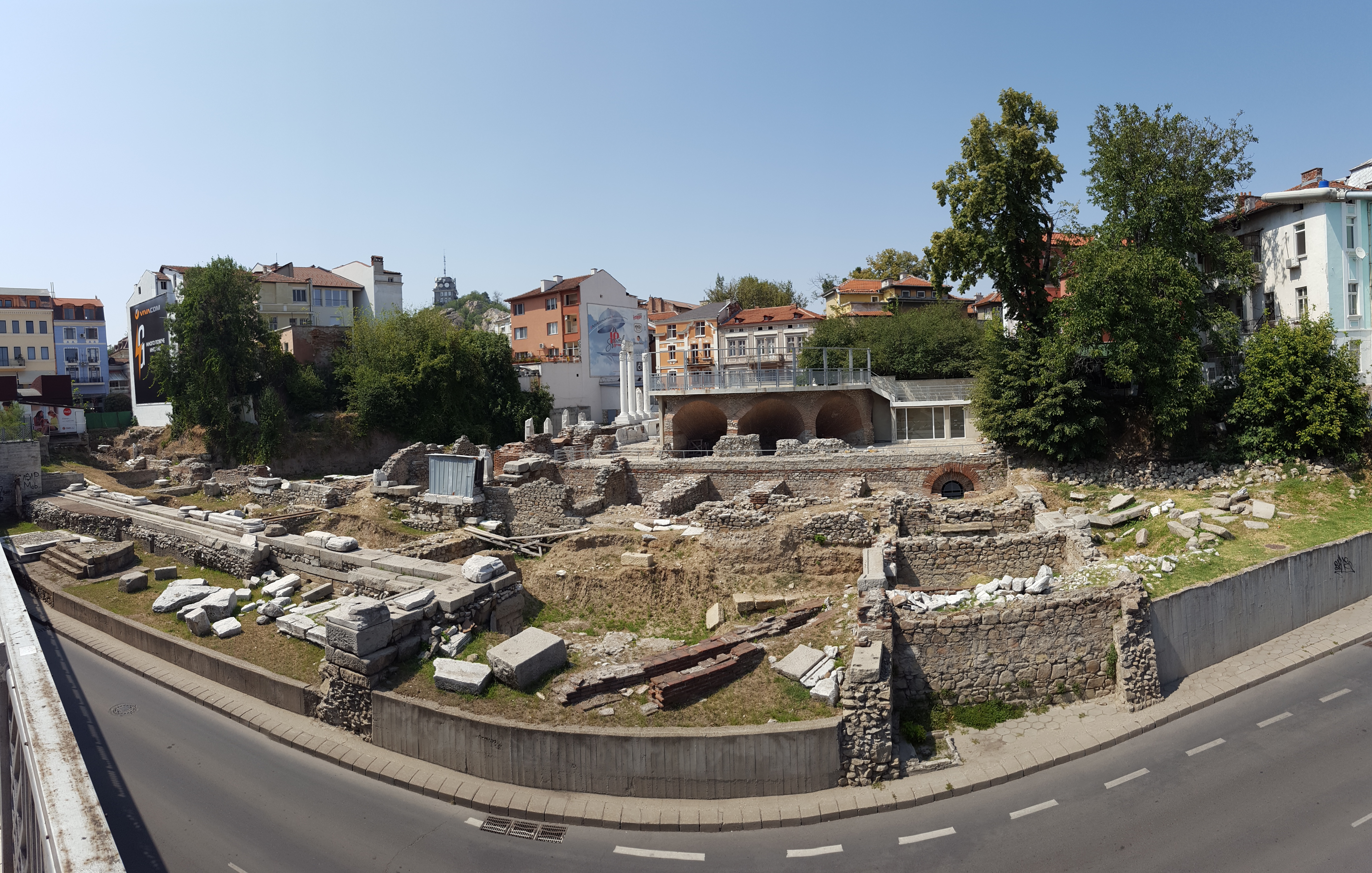Panorama of the northern part of the ancient forum of Plovdiv