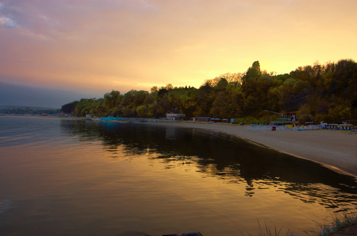 The beach of Varna at sunset.