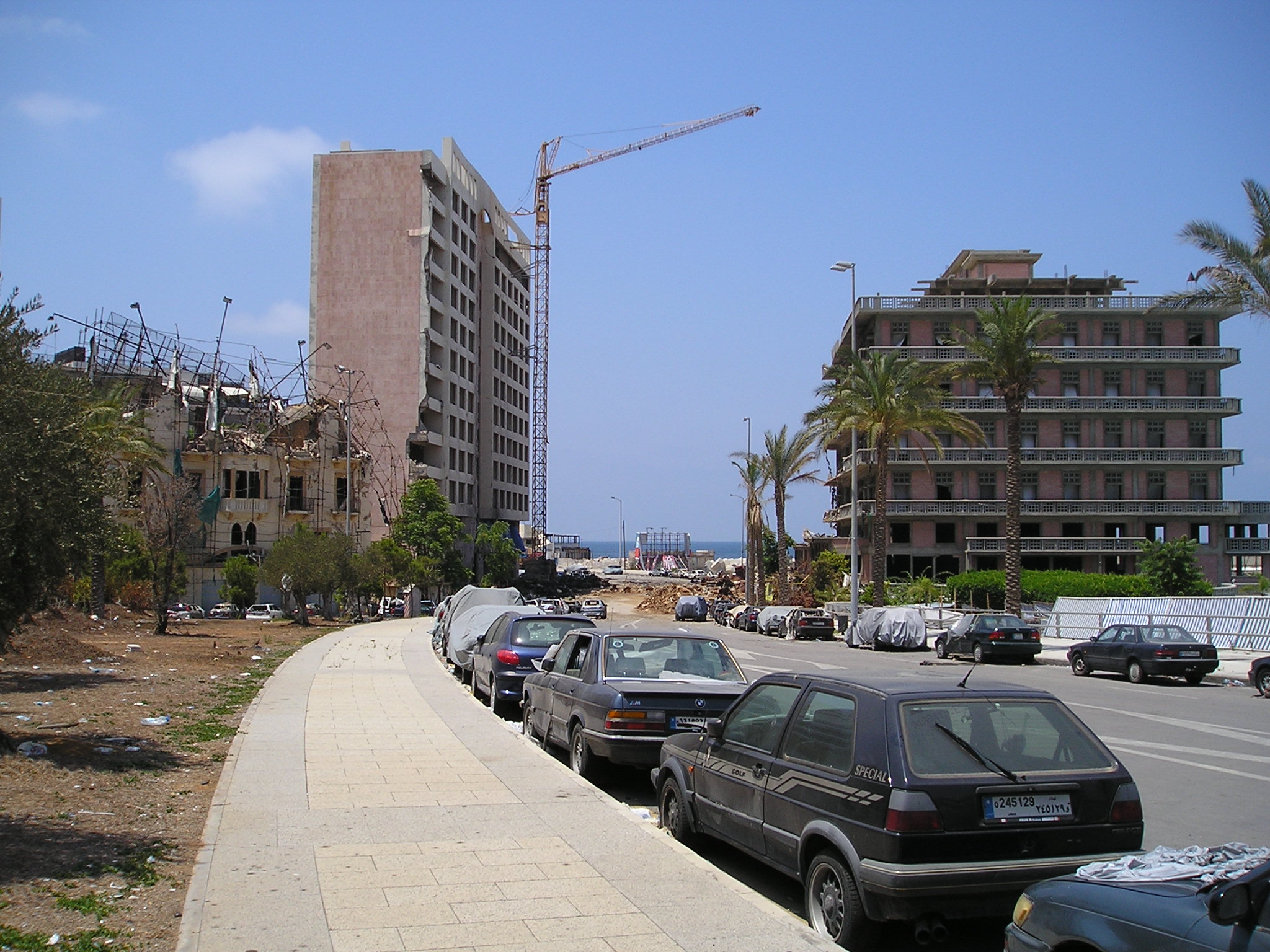 Beirut, Lebanon: part of Rue Minet al Hosn, where Rafik Hariri was assassinated on February 14, 2005. The photo was taken on July 22, 2005 when investigation still wasn't completed and the street was "conserved" and closed.