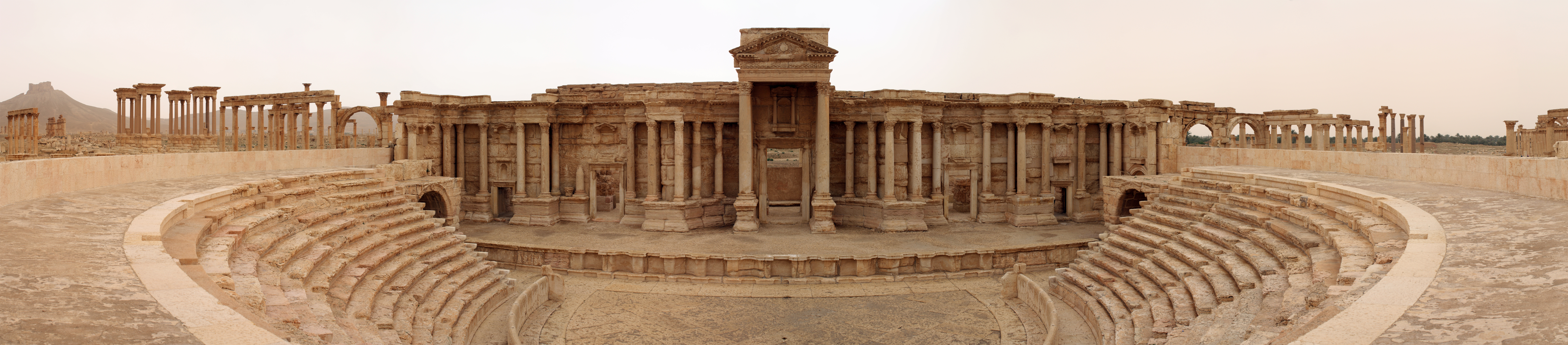 Panoramic view of the Roman theatre in Palmyra.