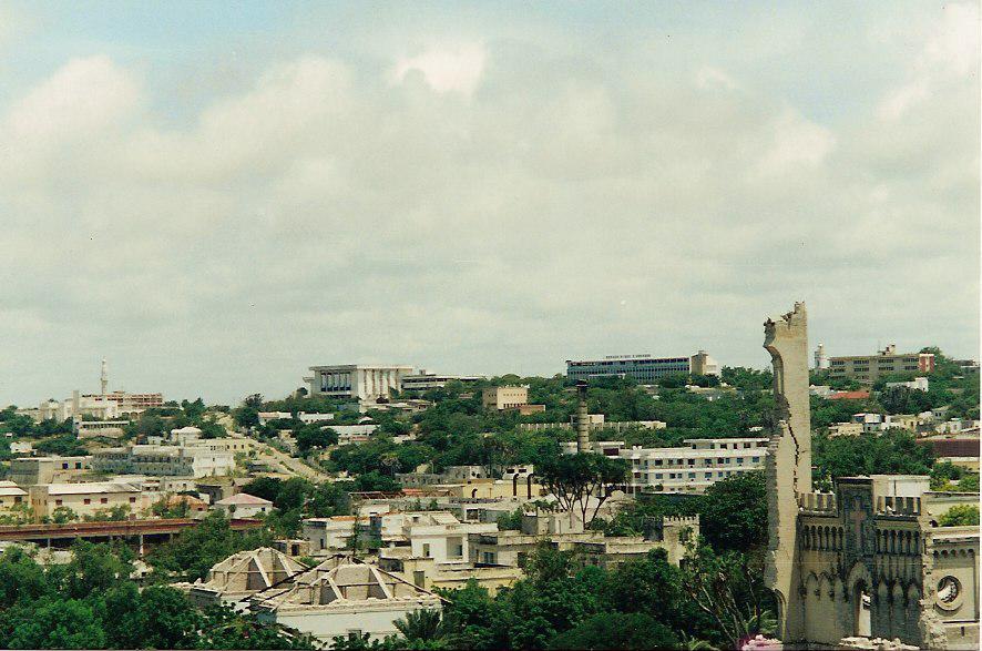 Mogadishu skyline at the time of UNOSOM (according to uploader on flickr, All of my pictures in Somalia were taken between when I arrived in 1993 and when left at the close of the UNOSOM mission in 1995.)pictures from an armed convoy trip in Mogadishu