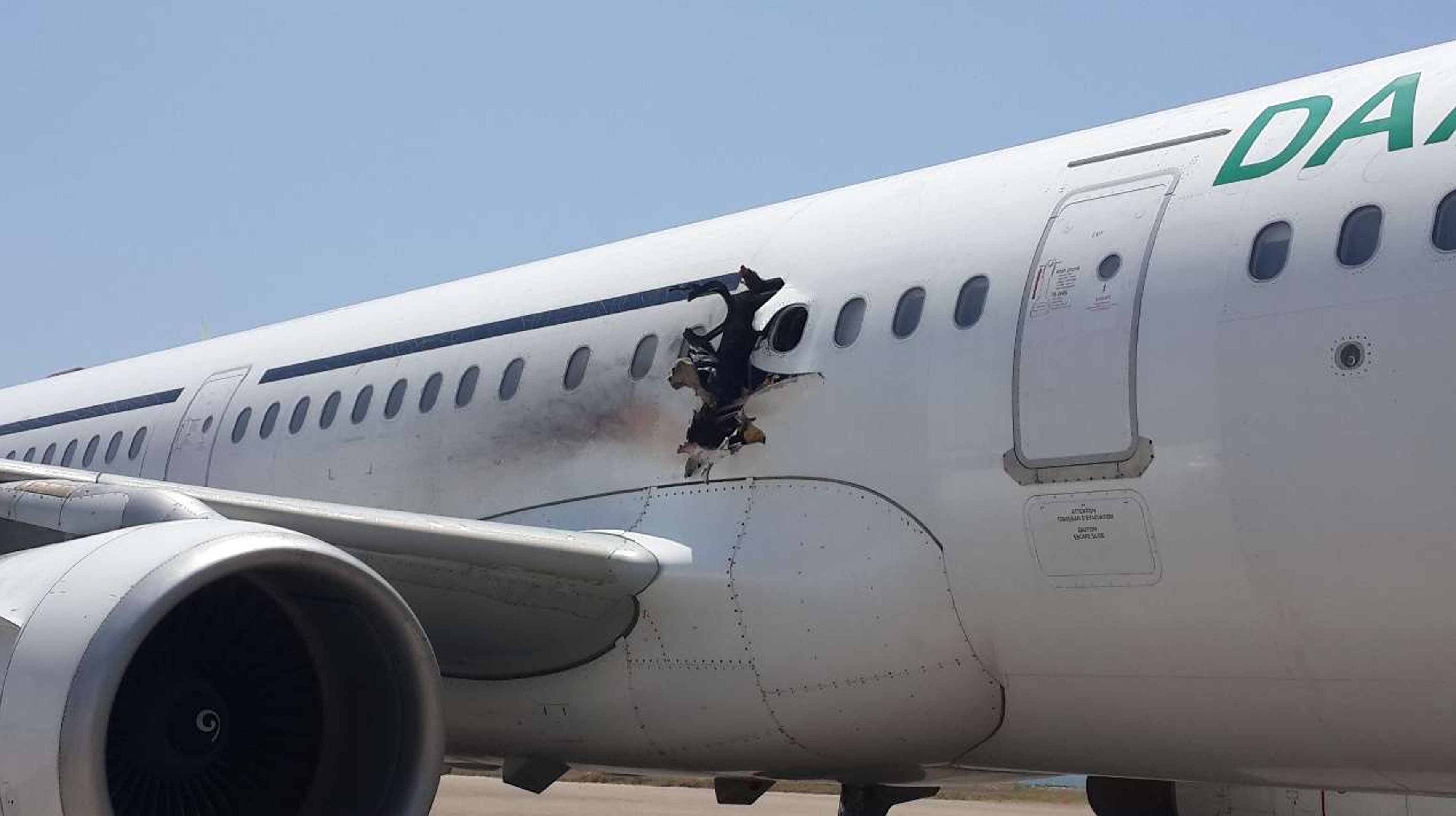 Damage to Daallo Airlines Flight 159 after landing