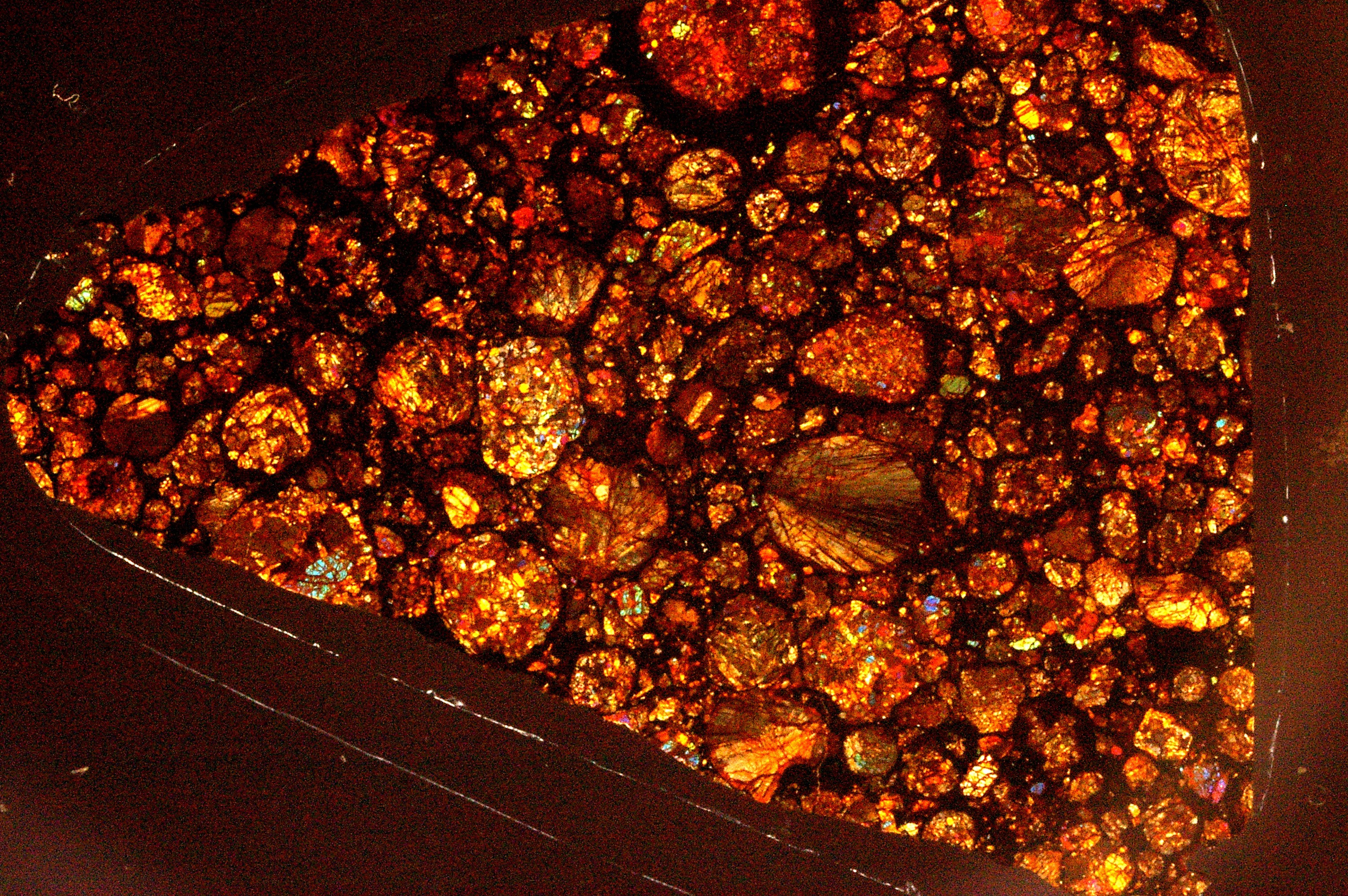 Thin section of JaH 026 meteorite found in the Jiddat al Harasis