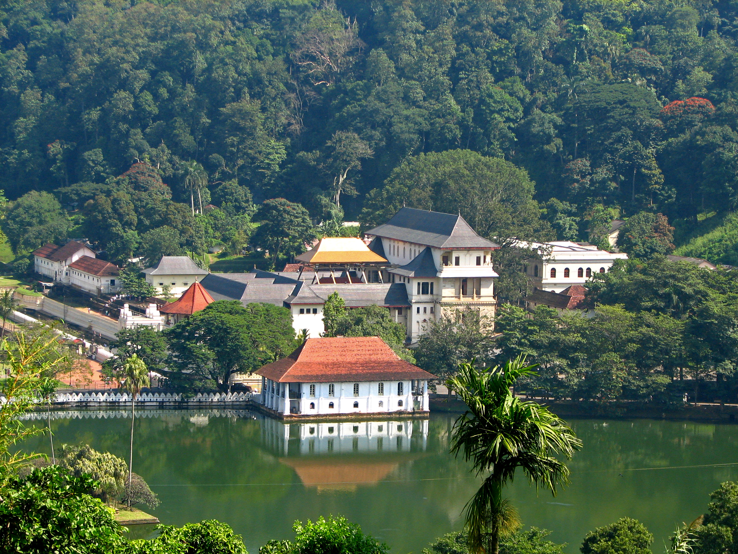 The Temple of the Tooth in Kandy. This temple is one of the most holy sites in Sri Lanka reputed to contain an actual tooth of the Buddha on his 2nd visit to the Island over 2000 years ago.