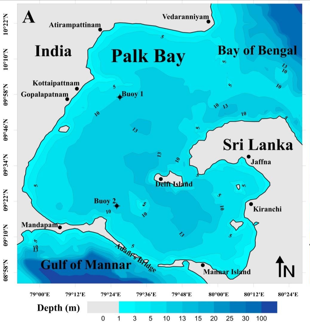 Bathymetry of Palk Bay, an interpolated output from the national hydrographic chart