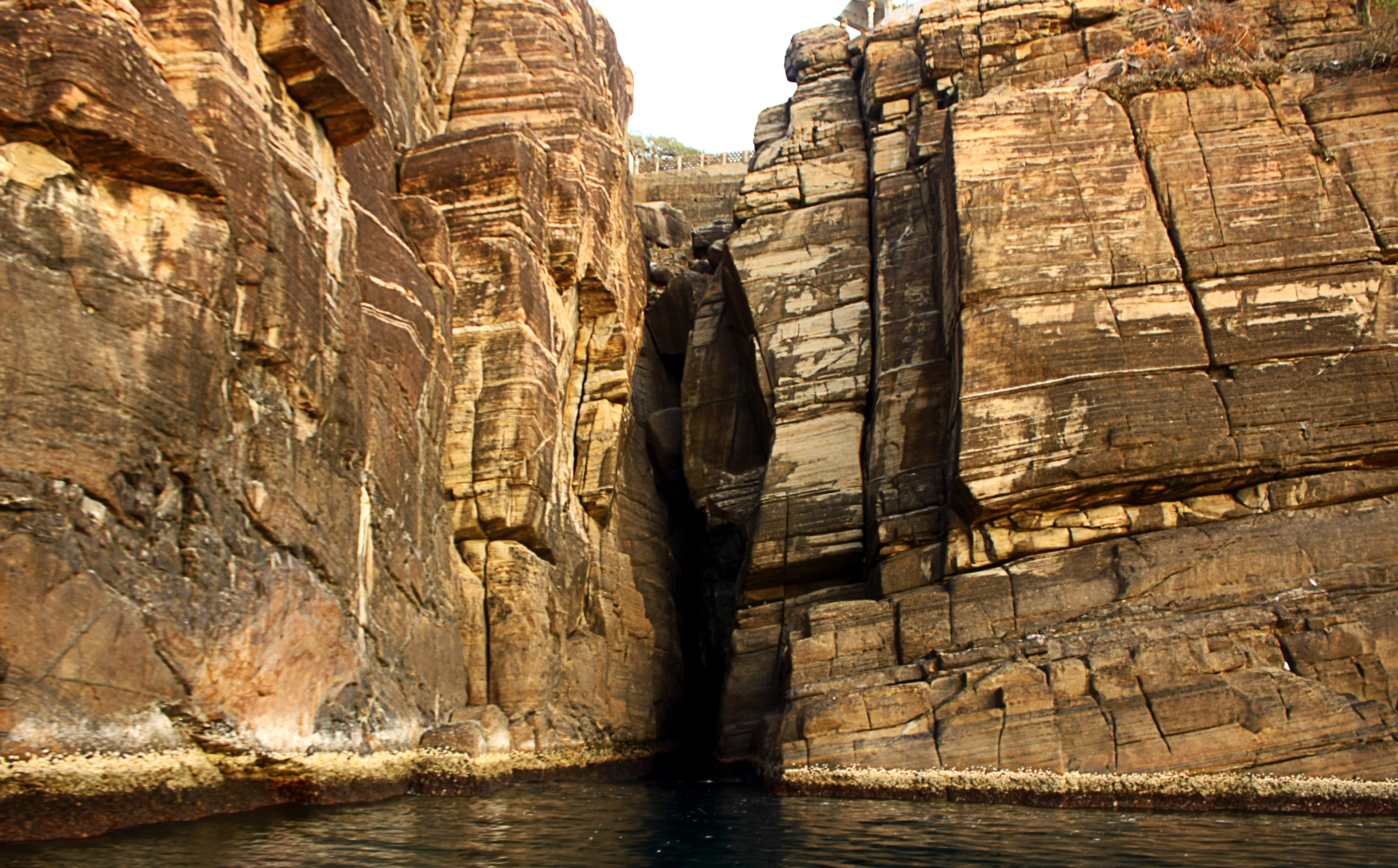 Ravana's Cleft or Lovers' Leap in Koneswaram temple, Trincomalee. Seen from sea (East)