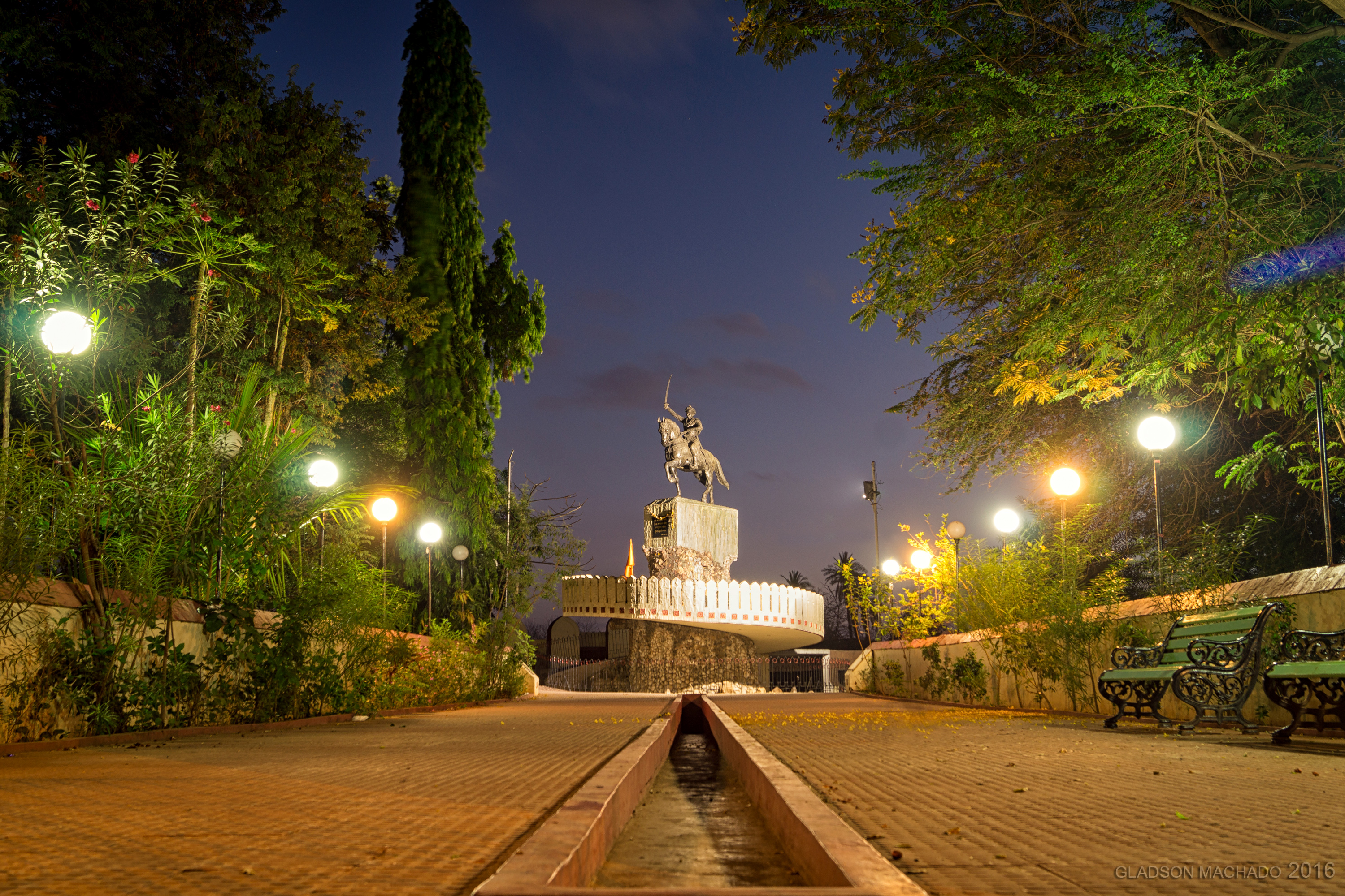 Maratha General Chimaji Appa memorial at Vasai Fort as seen before sunrise.