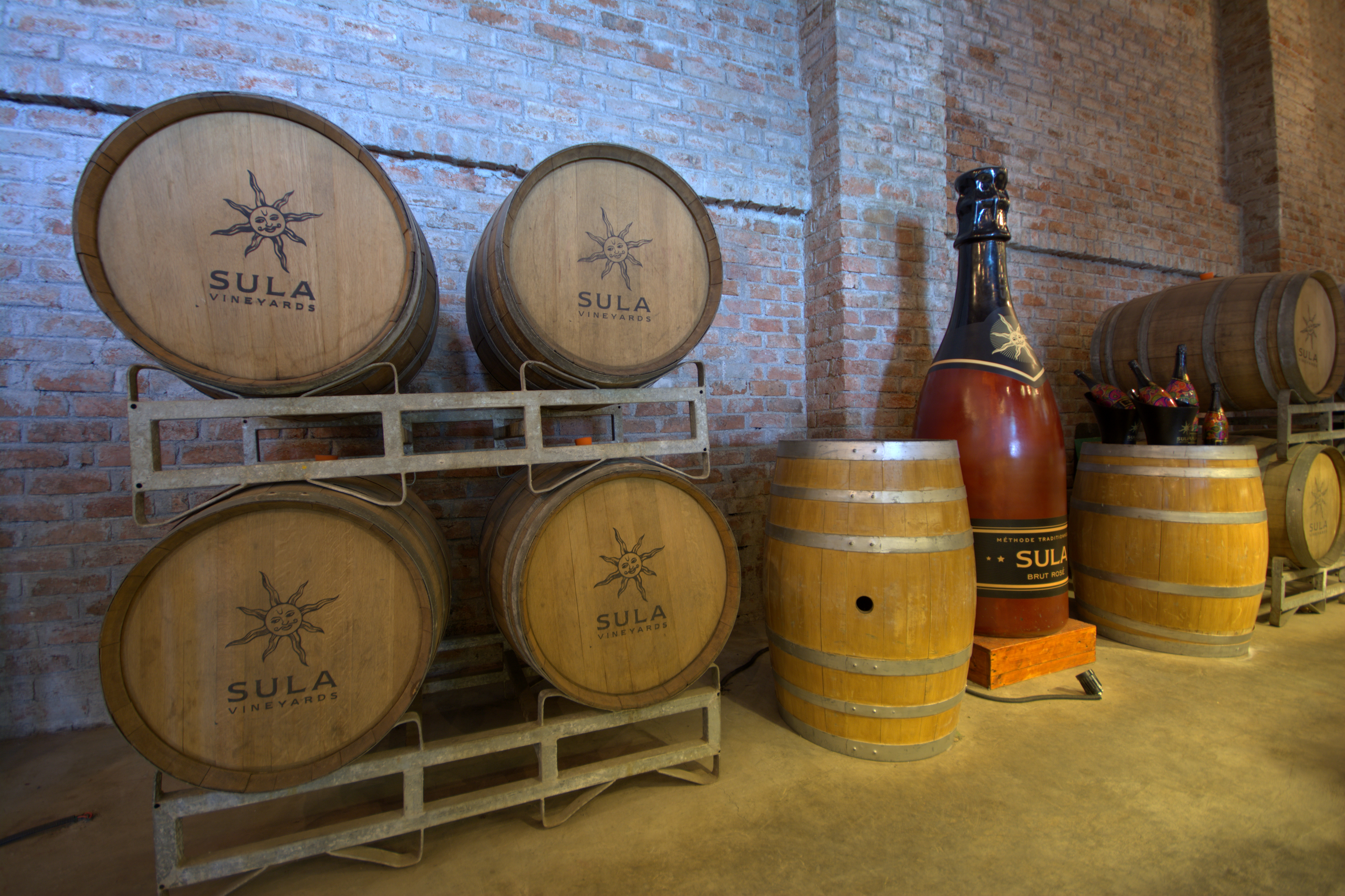 Image of Sula's wine and champagne at their vineyards in Nashik