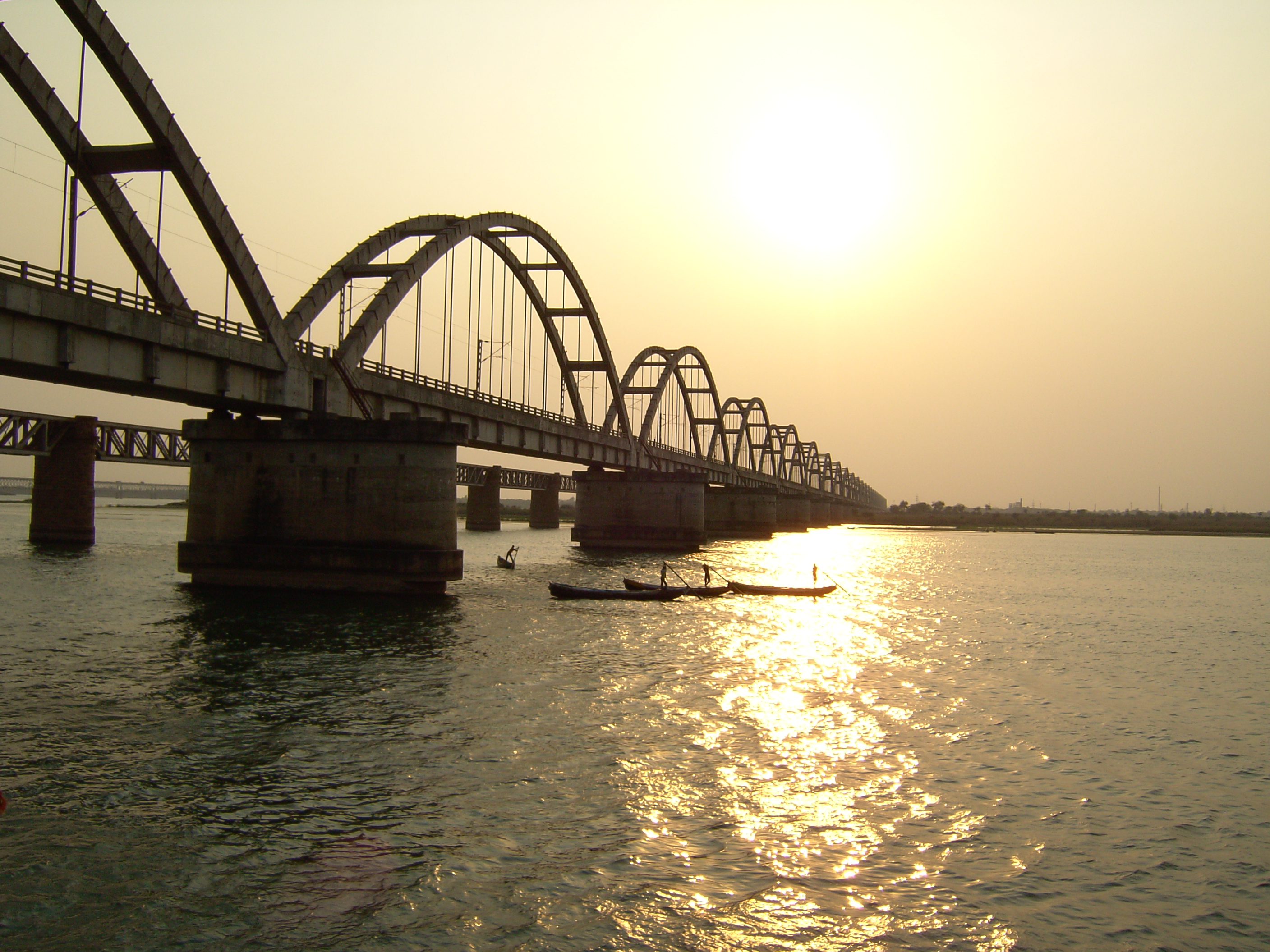 Godavari Arch Bridge. Image taken using my Acer camera. The picture shows the 3rd Bridge crossing Godavari River in Rajahmundry.