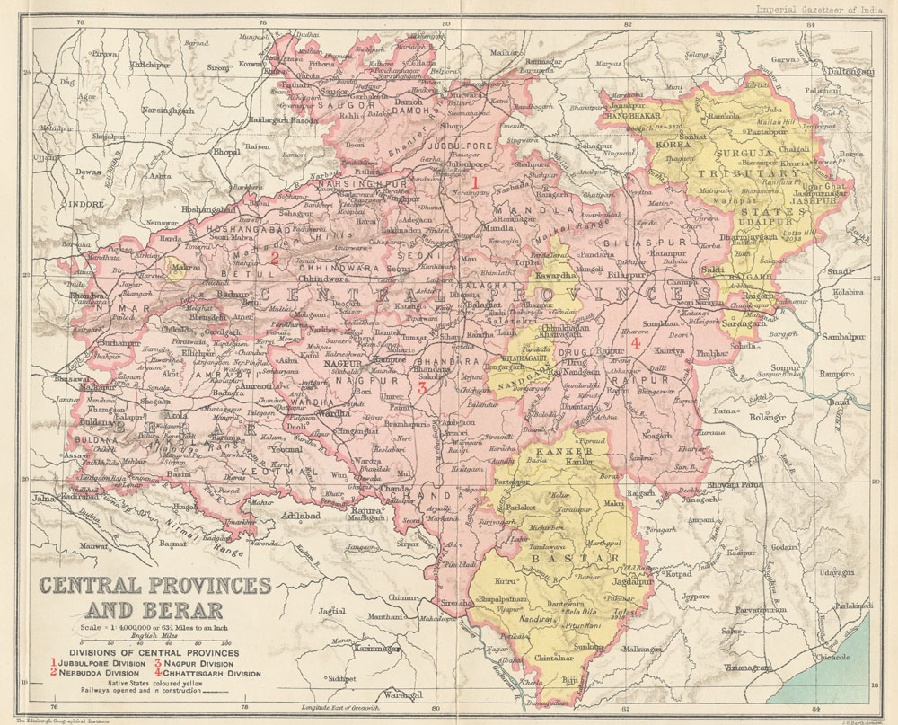 map of the Central provinces of british-India