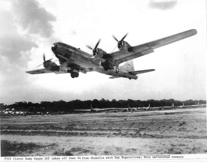 40th Bombardment Group B-29 42-6310 taking off from Chakulia, India, June, 1944