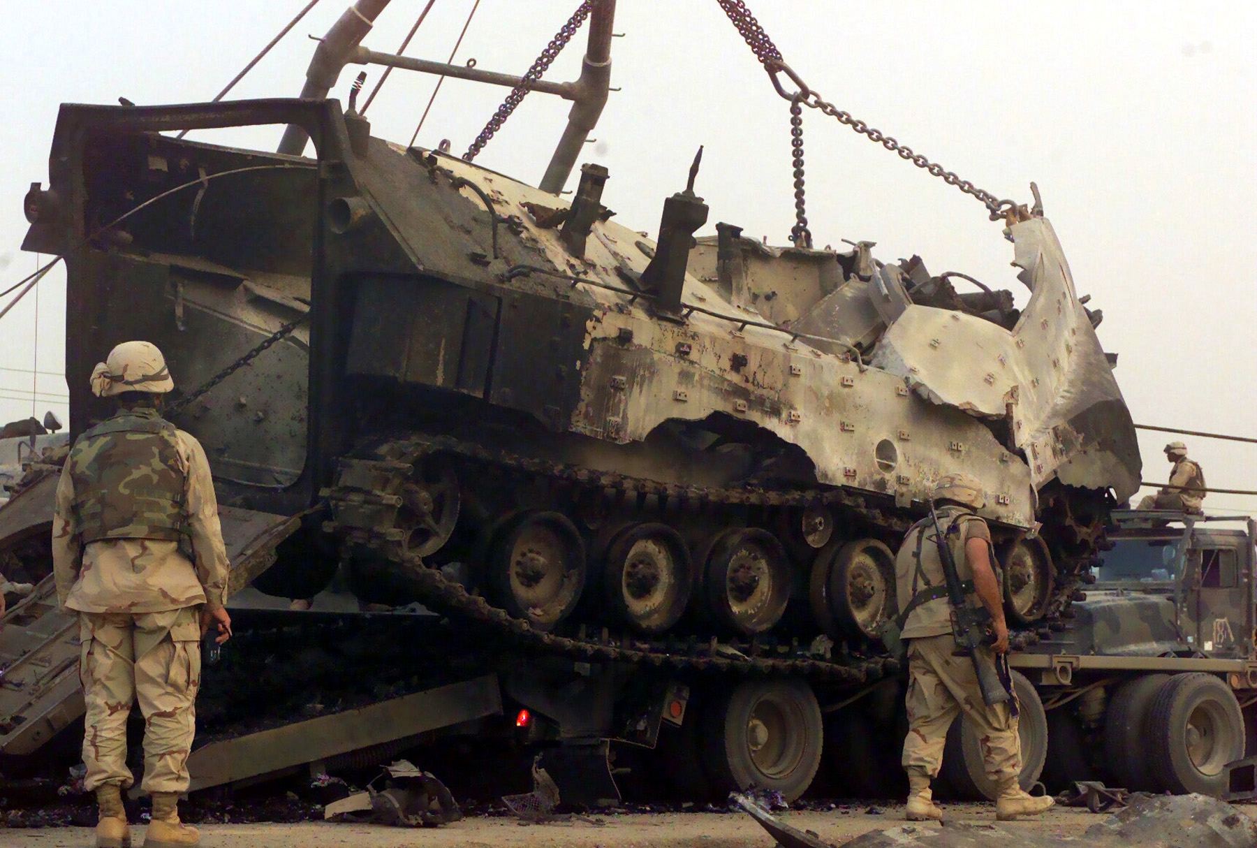 USMC amphibious vehicle destroyed near Nasiriyah, Iraq, March 2003.