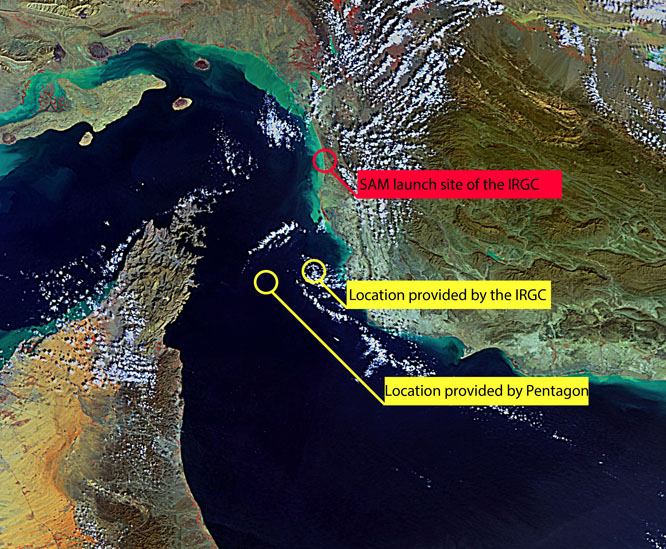 Disputing about location of shooting down a RQ-9 drone by the IRGC on June 20, 2019.
