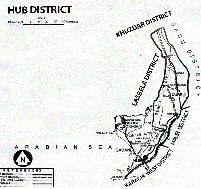 This image shows Hub-District-Map-with-Tehsils-complete