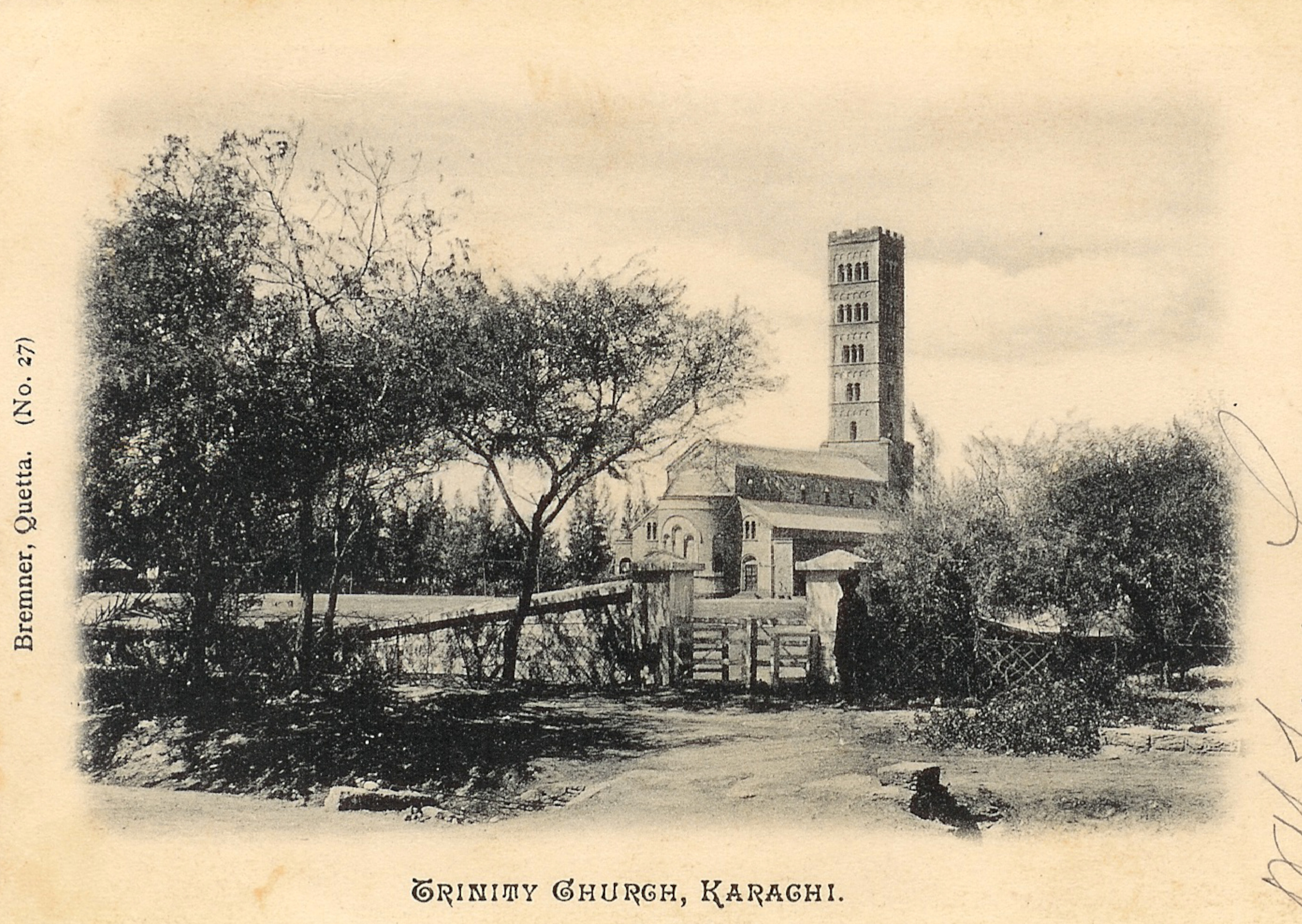 This is a postcard of Holy Trinity Cathedral, Karachi Pakistan, with a postmark of 1906.