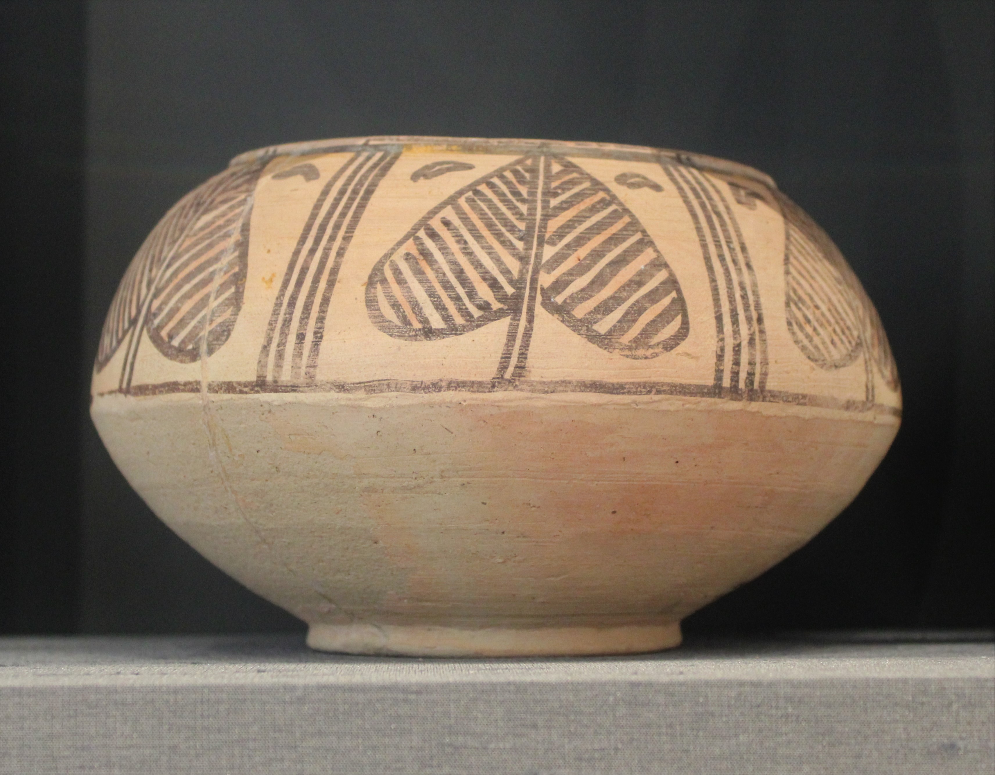 Bowl decorated in brown paint on off-white. Nal pottery, Baluchistan. From Sohr Damb mound, Pakistan. 3rd millennium BC. 1908,0415.3