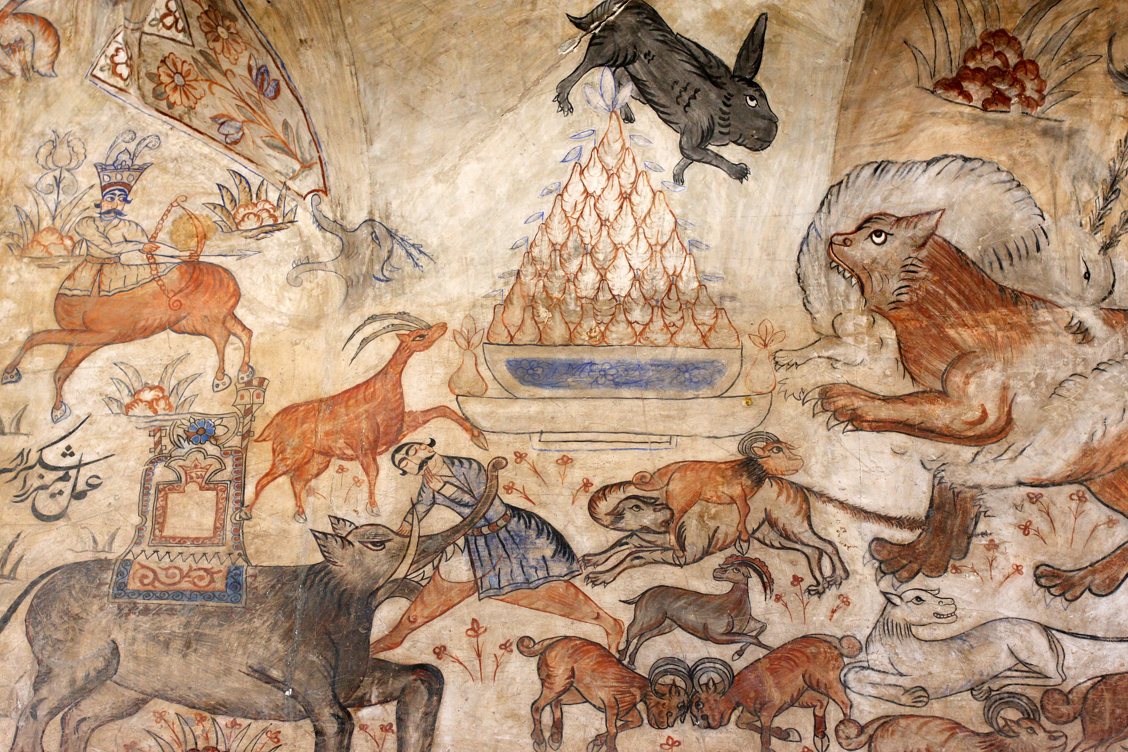 Frescoes in Ganjali Khan Bazaar, Kerman, Iran